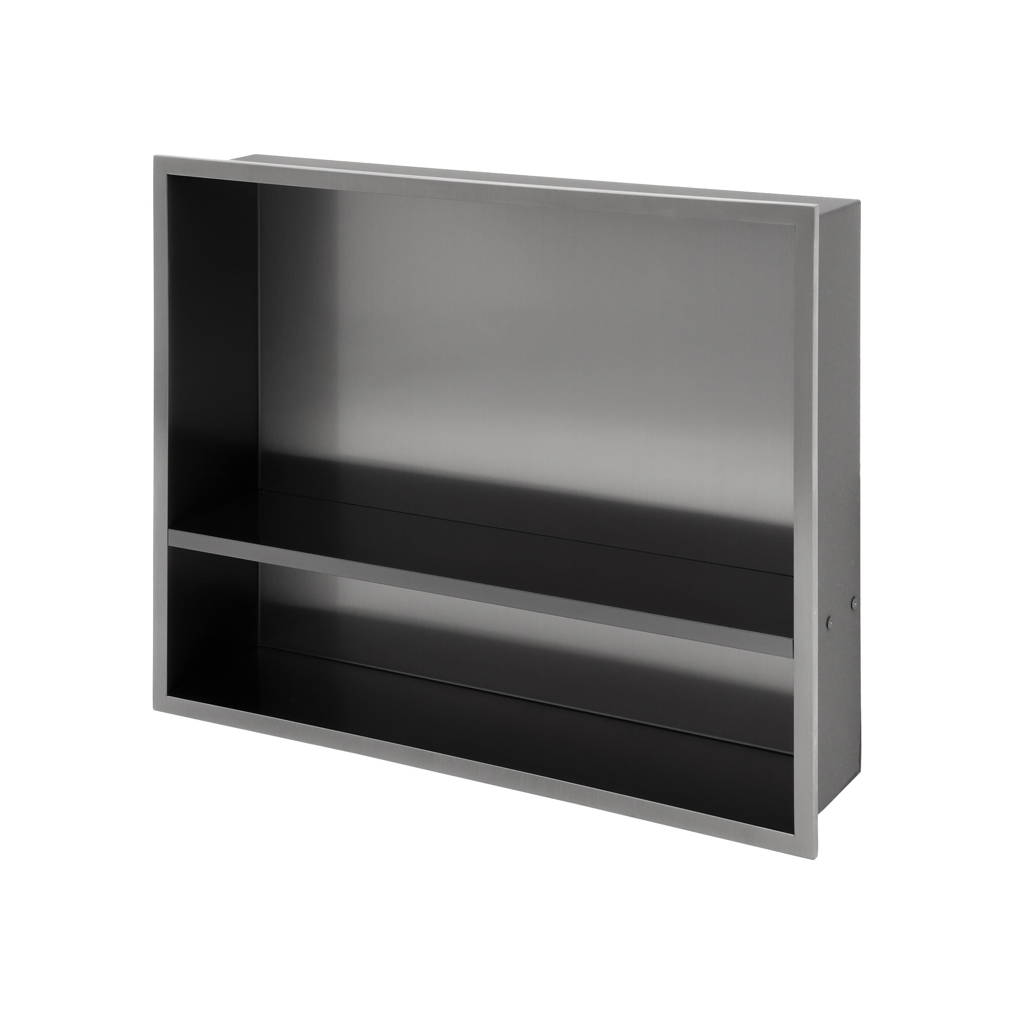 19" W × 15" H Stainless Steel Wall Niche Double Shelf Rectangular Recessed Shower Niche, No Tile Needed in Gunmetal Black RX-SN08