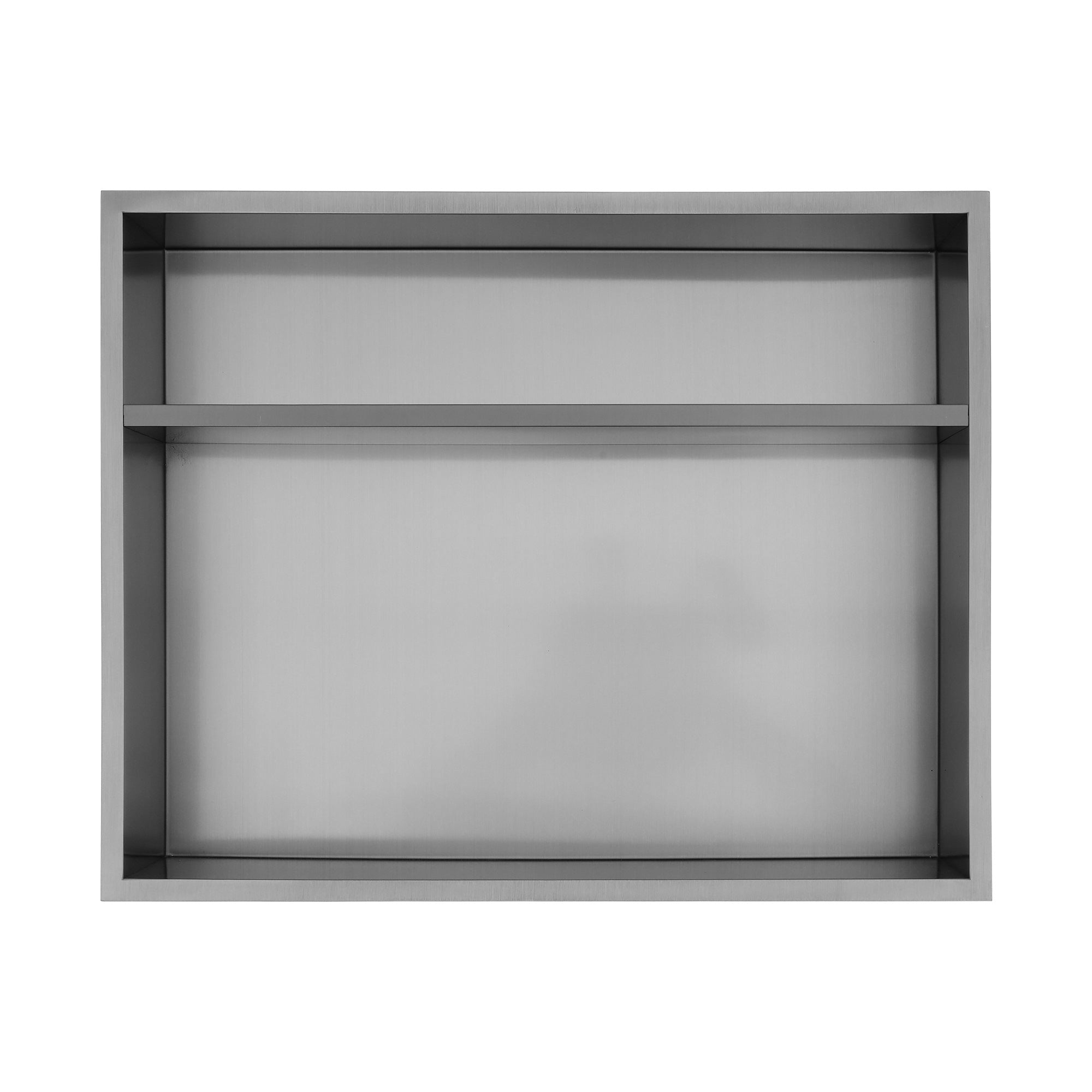 19" W × 15" H Stainless Steel Wall Niche Double Shelf Rectangular Recessed Shower Niche, No Tile Needed in Gunmetal Black RX-SN08