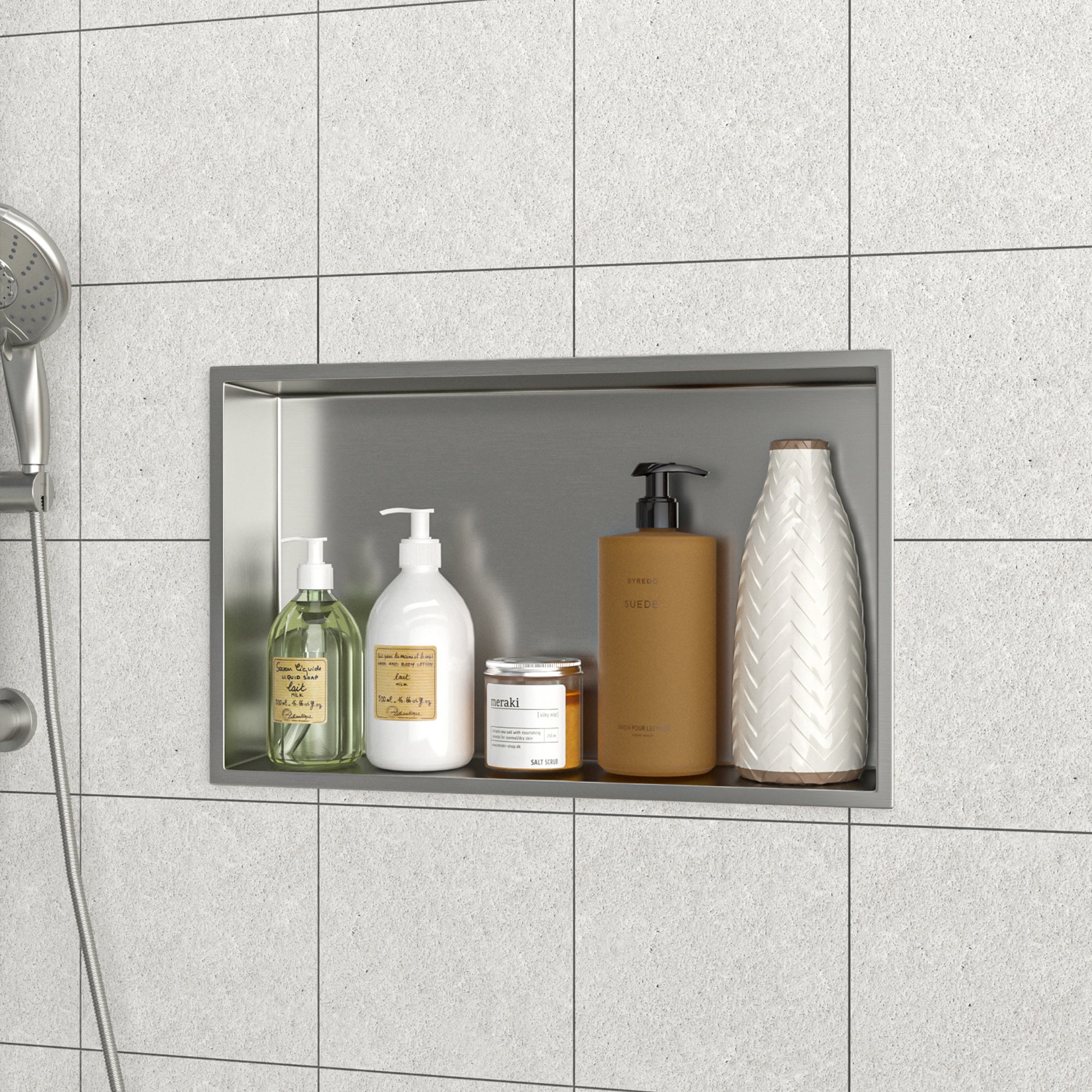 21" W × 13" H Stainless Steel Wall Niche Rectangular Recessed Shower Niche, No Tile Needed RX-SN09