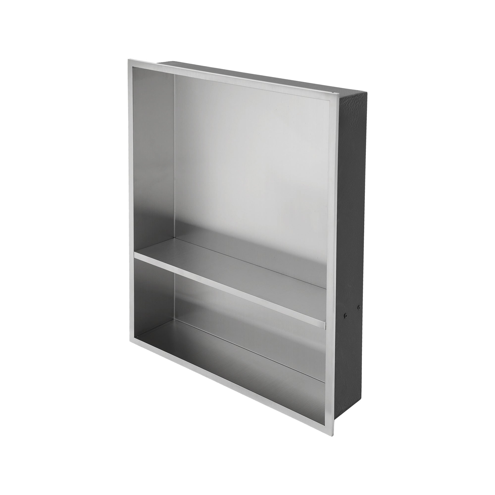 17" W × 21" H Stainless Steel Wall Niche Double Shelf Rectangular Recessed Shower Niche, No Tile Needed RX-SN10