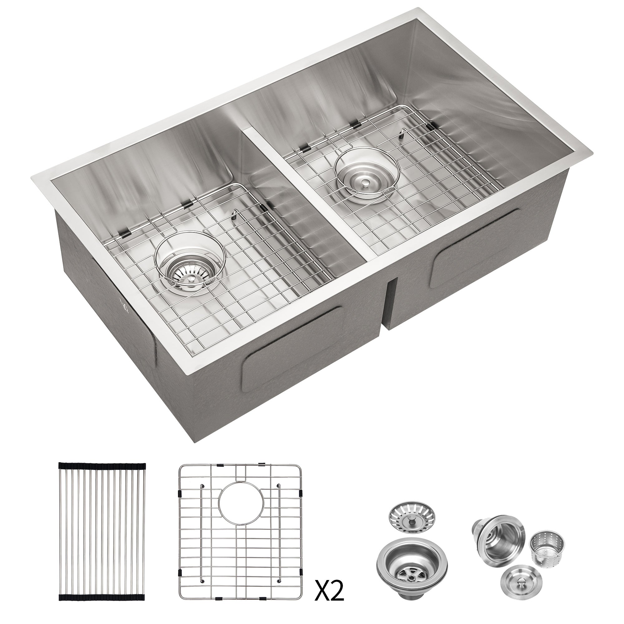 Undermount Double Bowl Stainless Steel Kitchen Sink RX-SS32