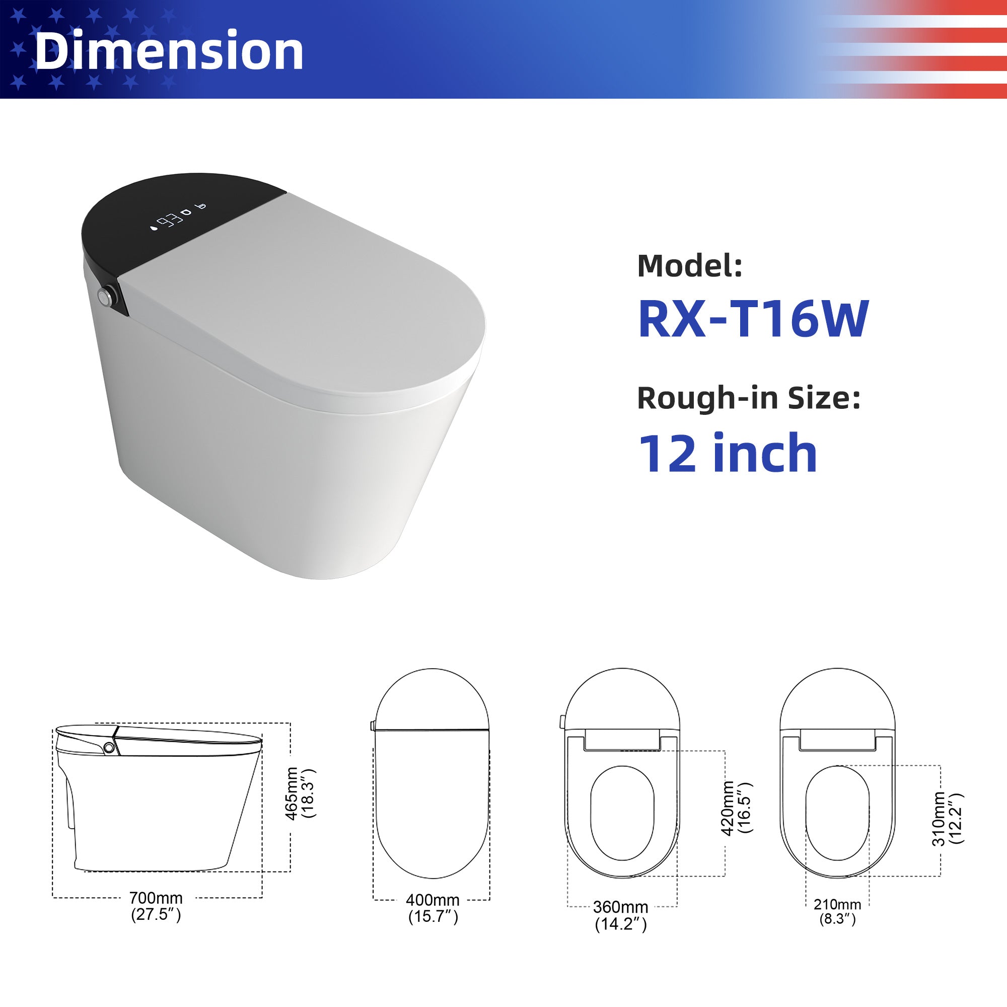 Smart Toilet with bidet built-in RX-T16W