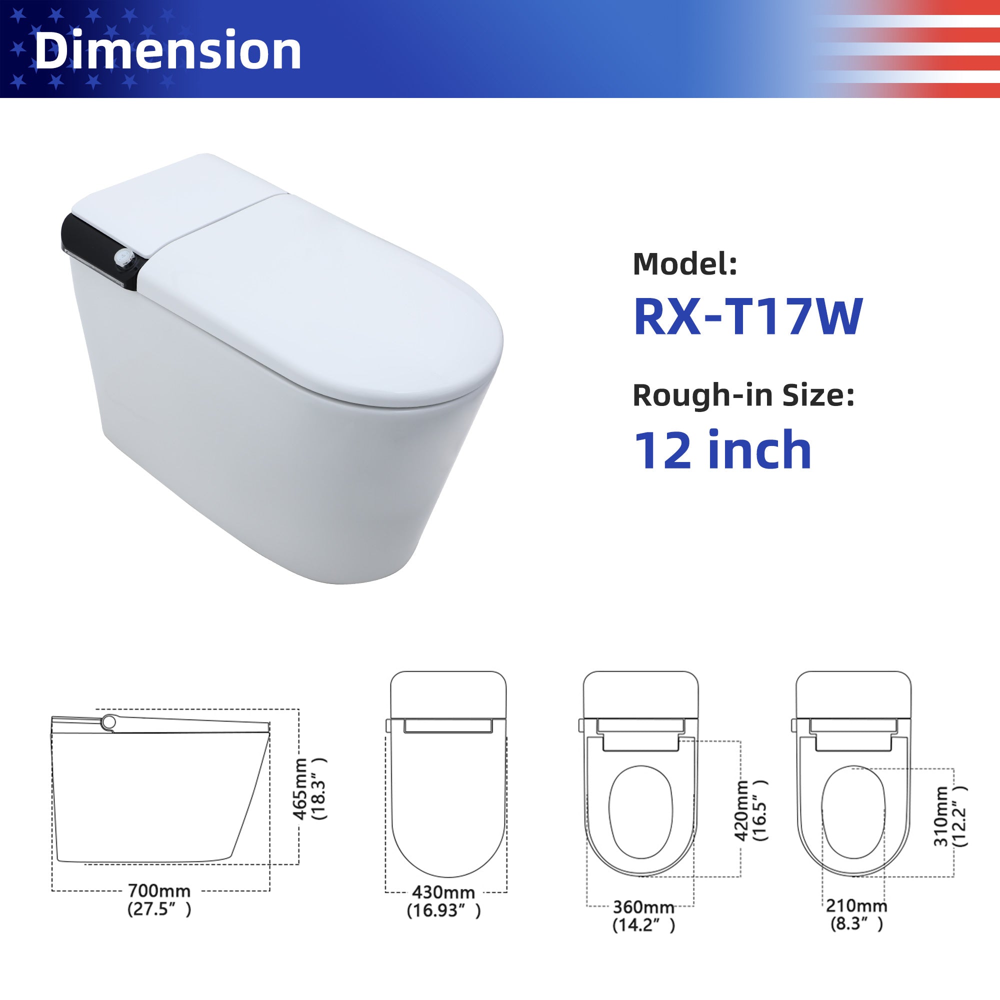 Smart Toilet with bidet built-in RX-T17W