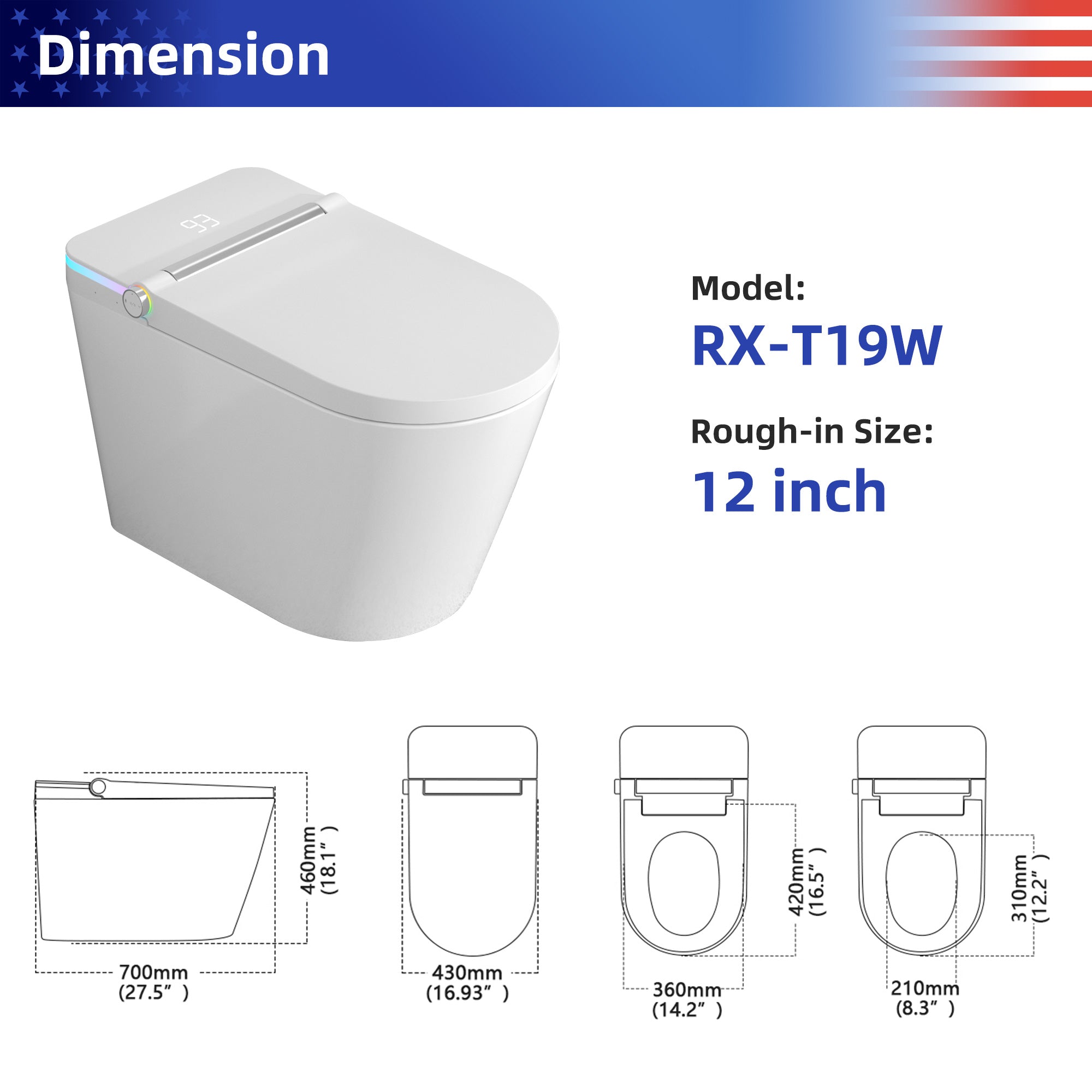 Smart Toilet with bidet built-in RX-T19W