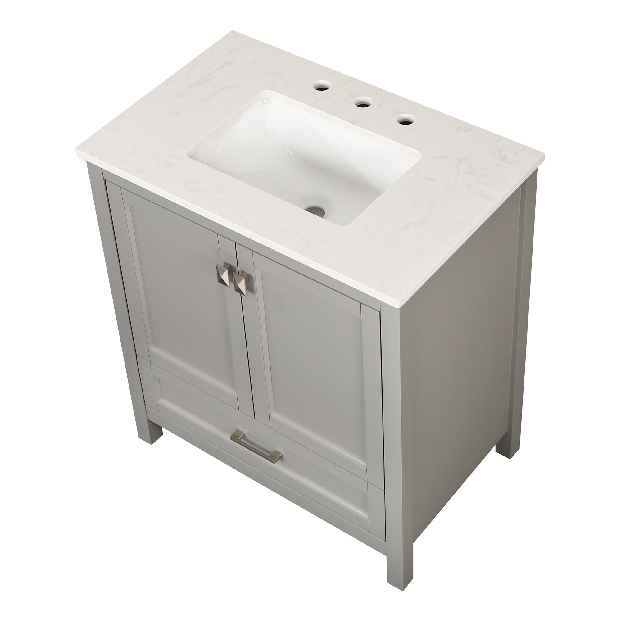 30" Free Standing Single Bathroom Vanity with Natural Marble Top RX-V03-30