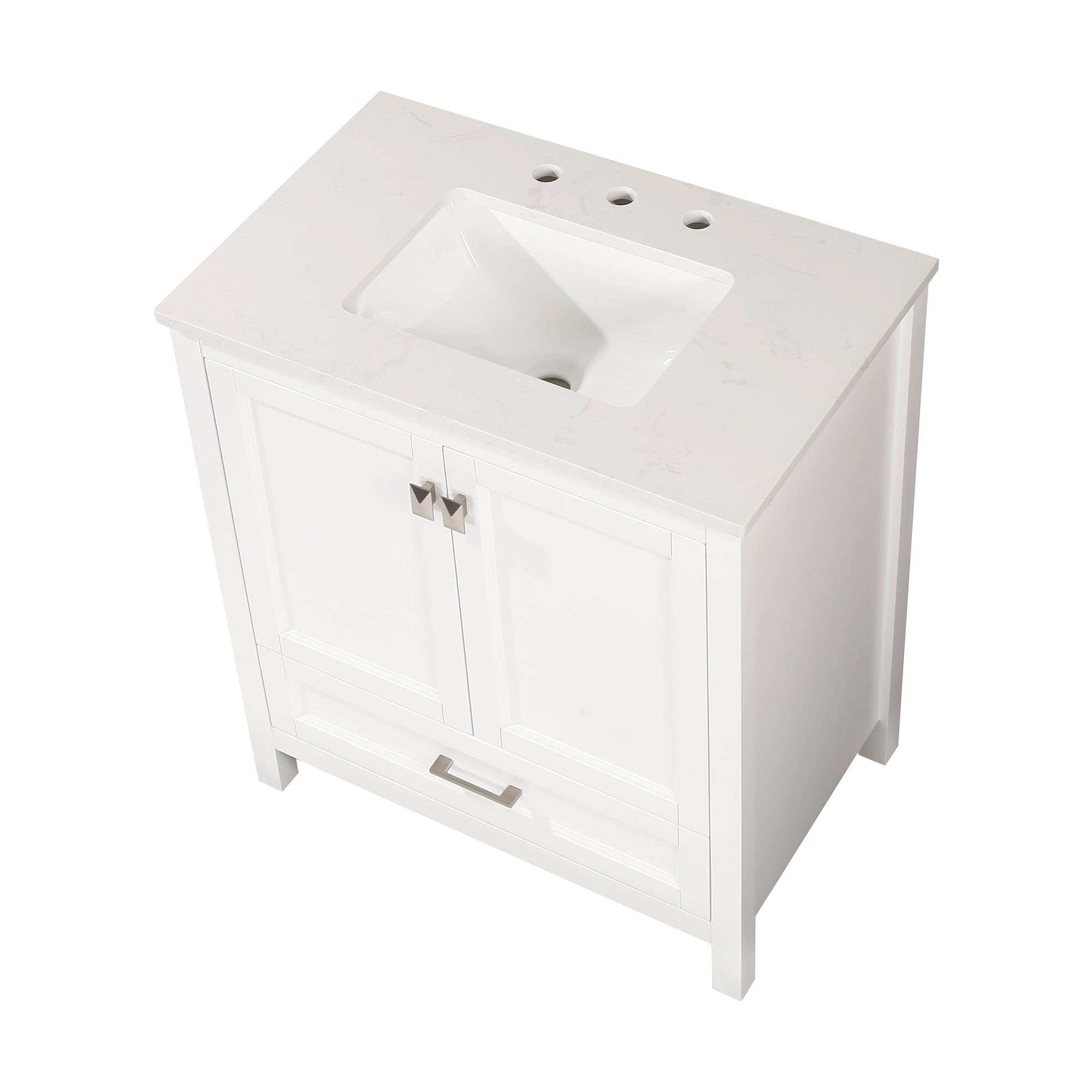 30" Free Standing Single Bathroom Vanity with Natural Marble Top RX-V03-30