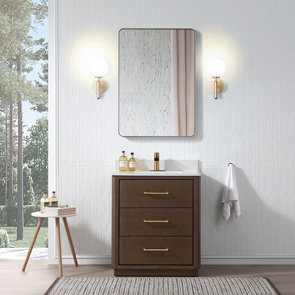 Free Standing Single Bathroom Vanity with Quartz Top RX-V04