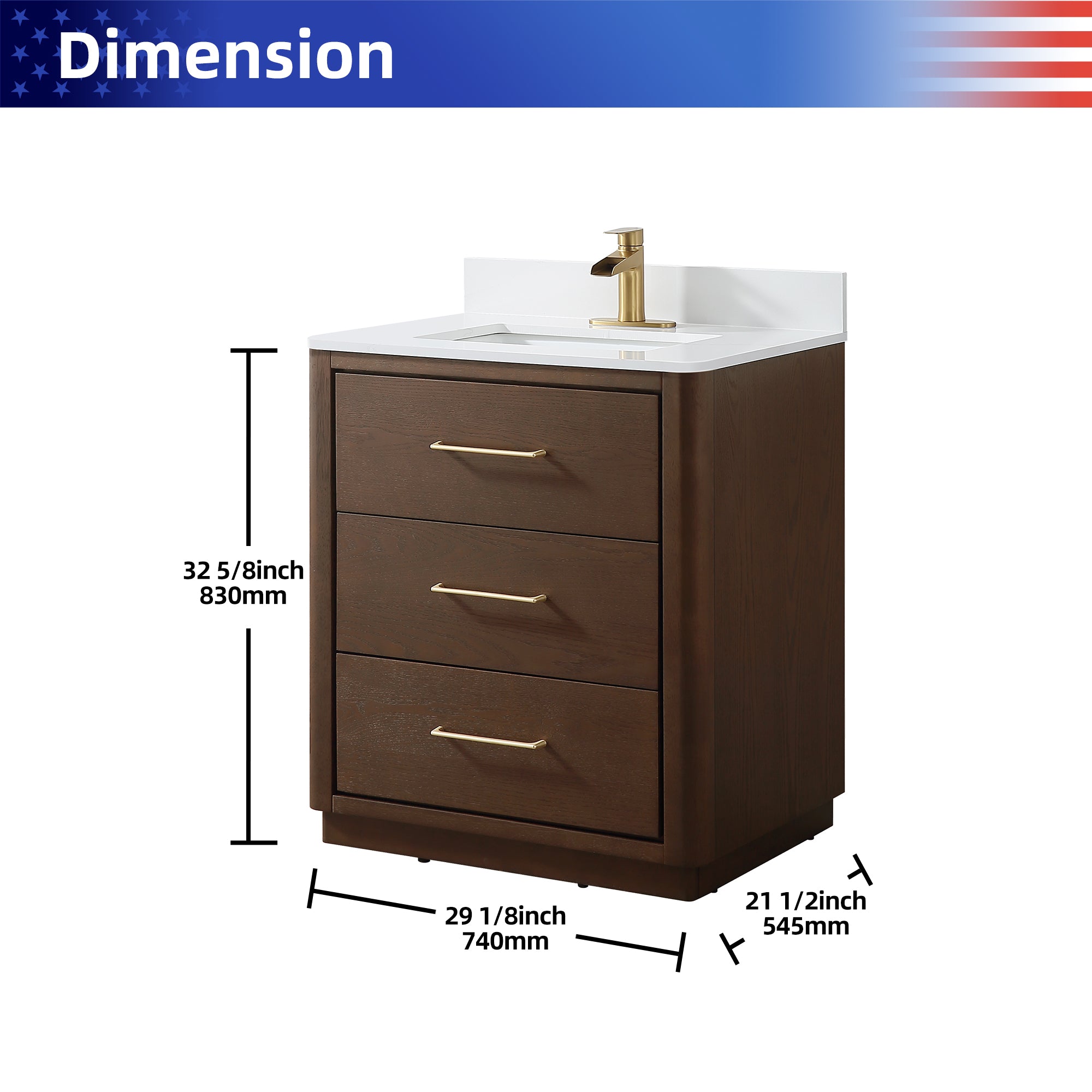 Free Standing Single Bathroom Vanity with Quartz Top RX-V04