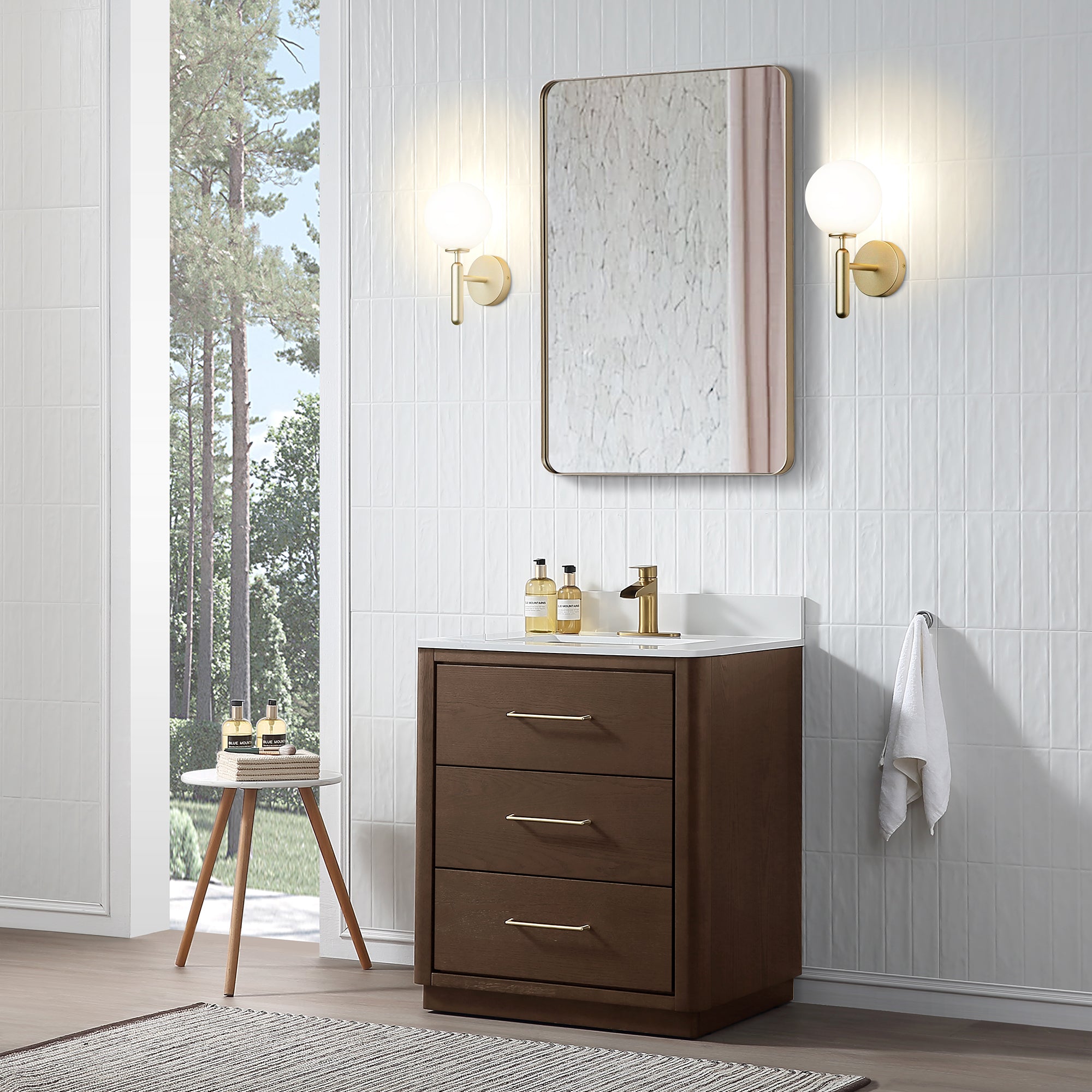 Free Standing Single Bathroom Vanity with Quartz Top RX-V04