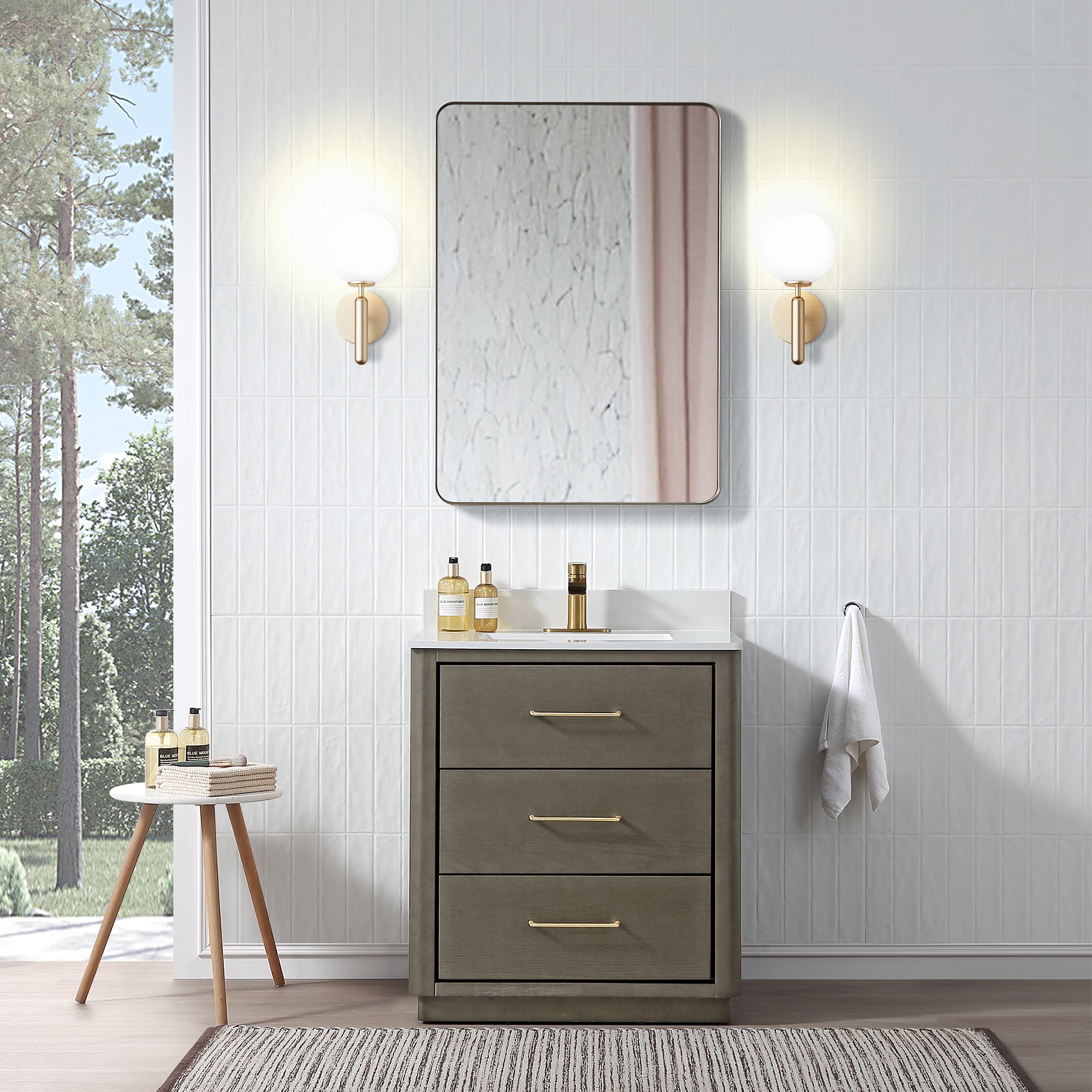 Free Standing Single Bathroom Vanity with Quartz Top RX-V04