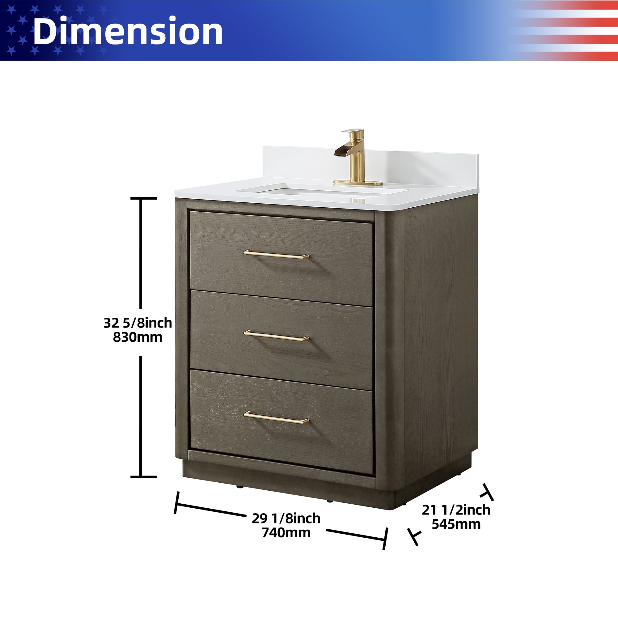 Free Standing Single Bathroom Vanity with Quartz Top RX-V04