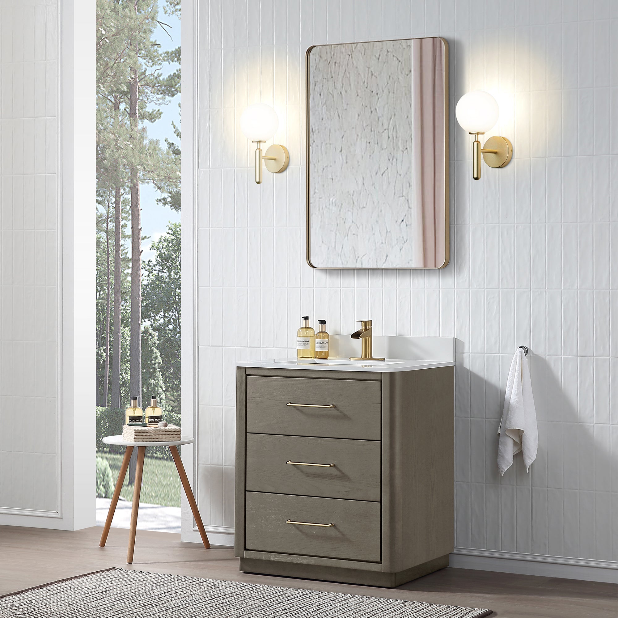 Free Standing Single Bathroom Vanity with Quartz Top RX-V04