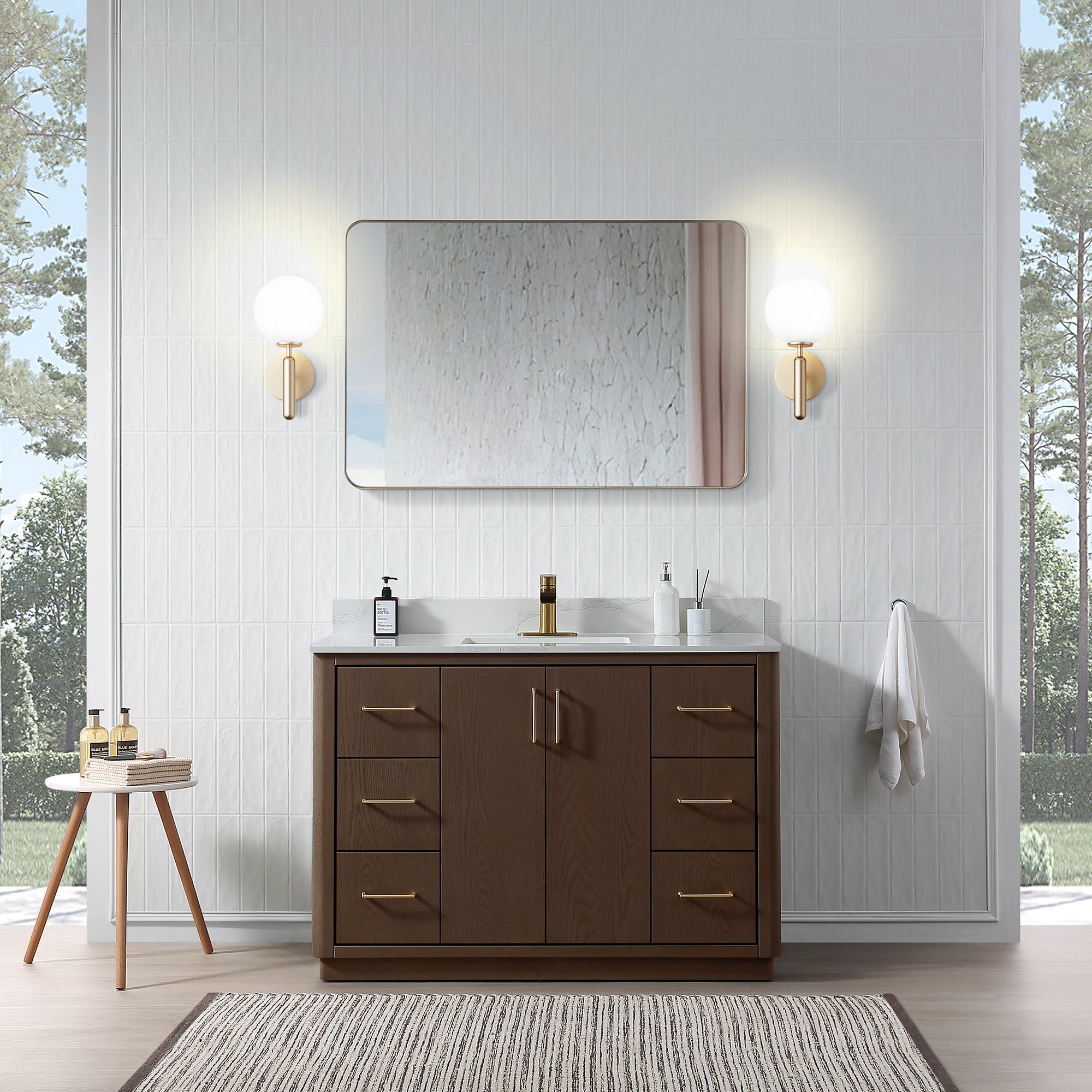 Free Standing Single Bathroom Vanity with Quartz Top RX-V04