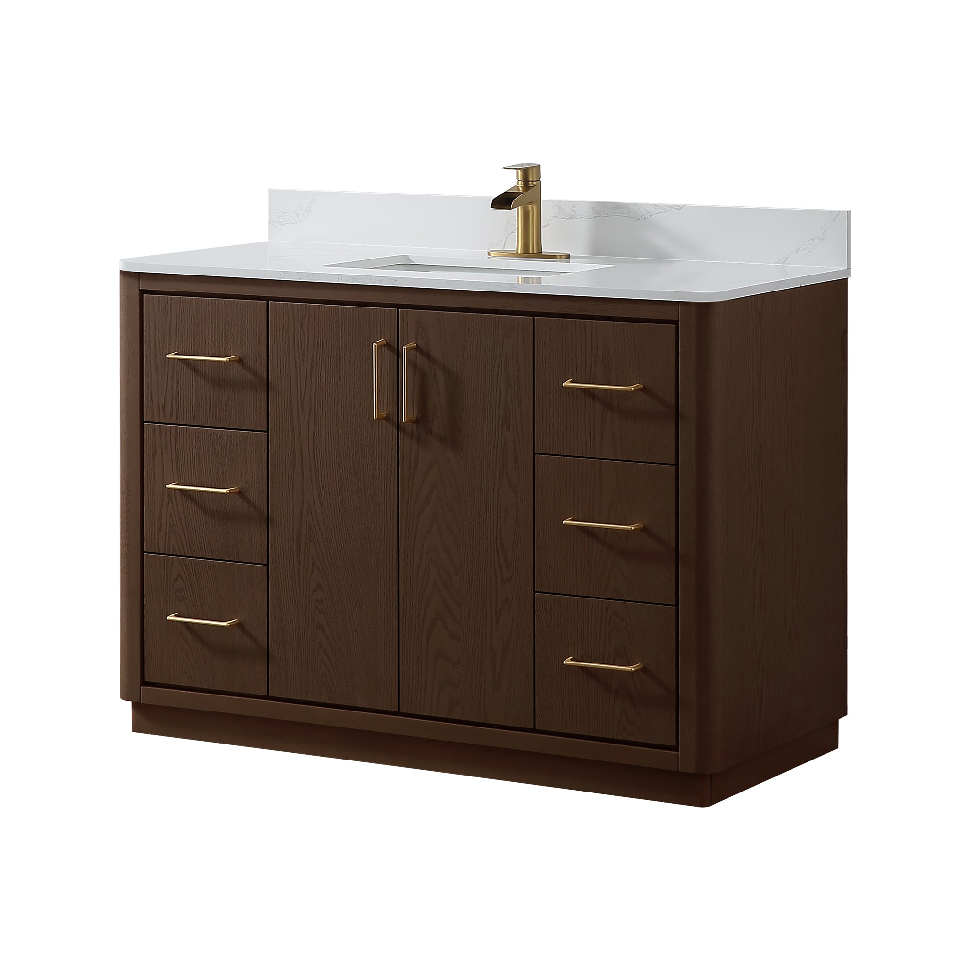 Free Standing Single Bathroom Vanity with Quartz Top RX-V04