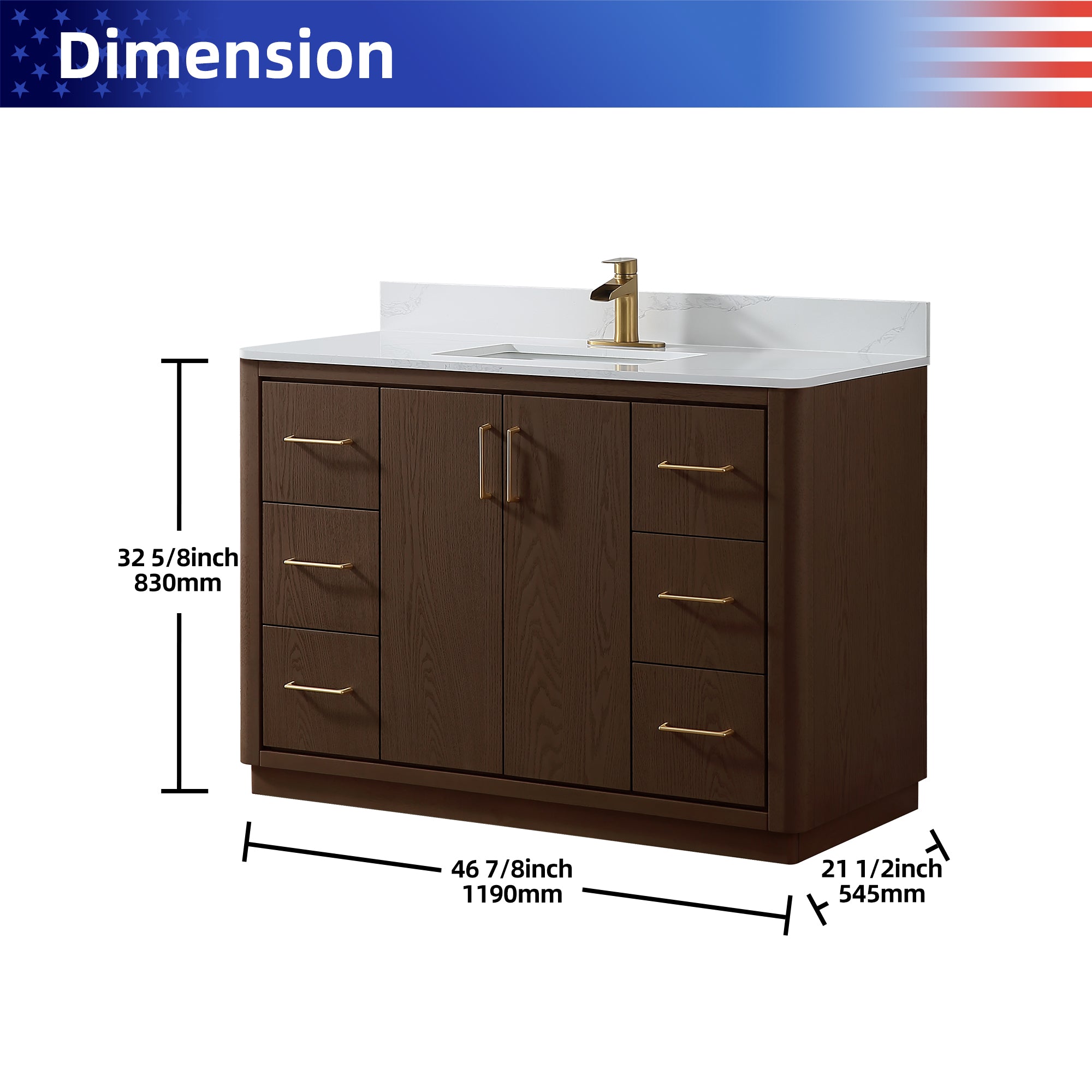 Free Standing Single Bathroom Vanity with Quartz Top RX-V04