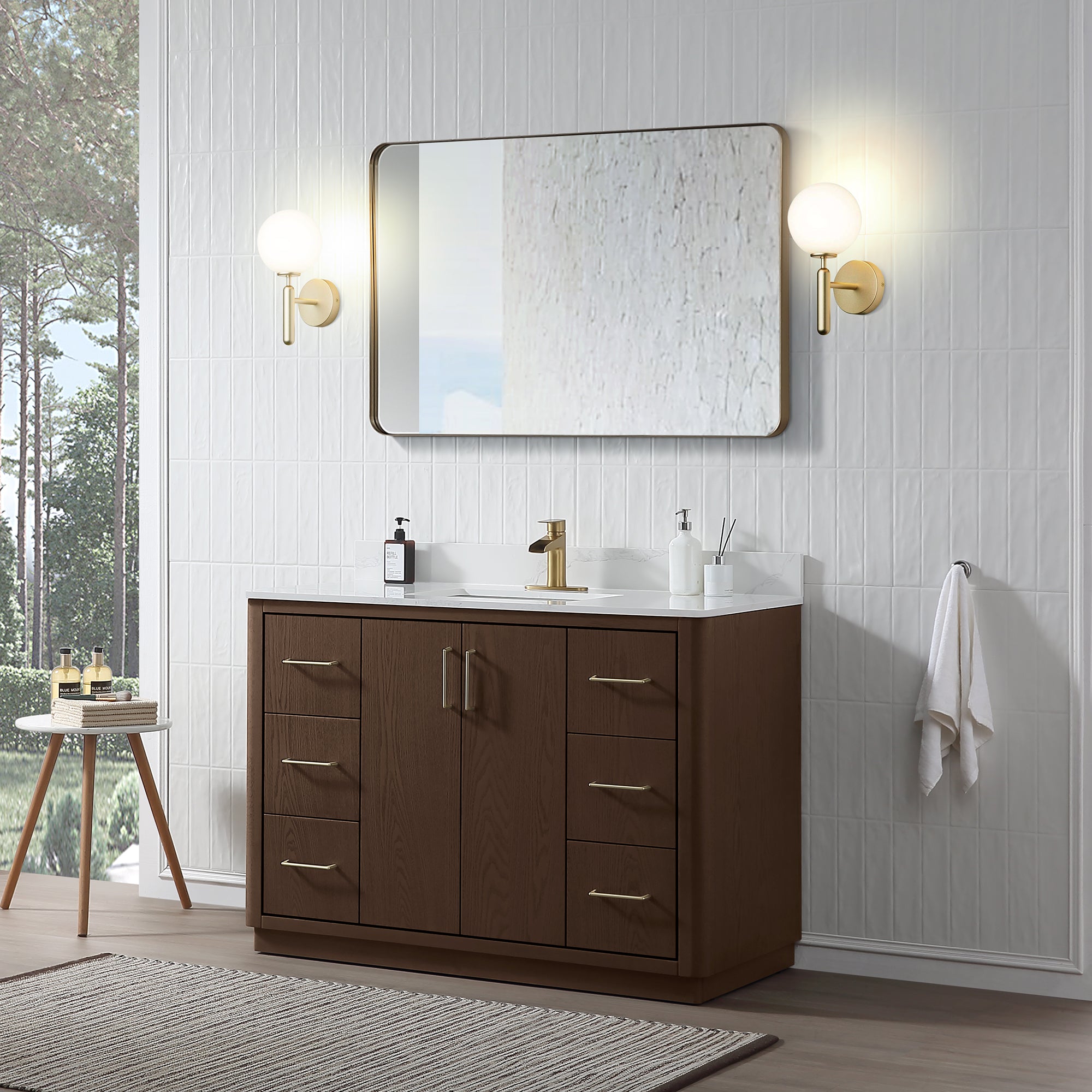 Free Standing Single Bathroom Vanity with Quartz Top RX-V04