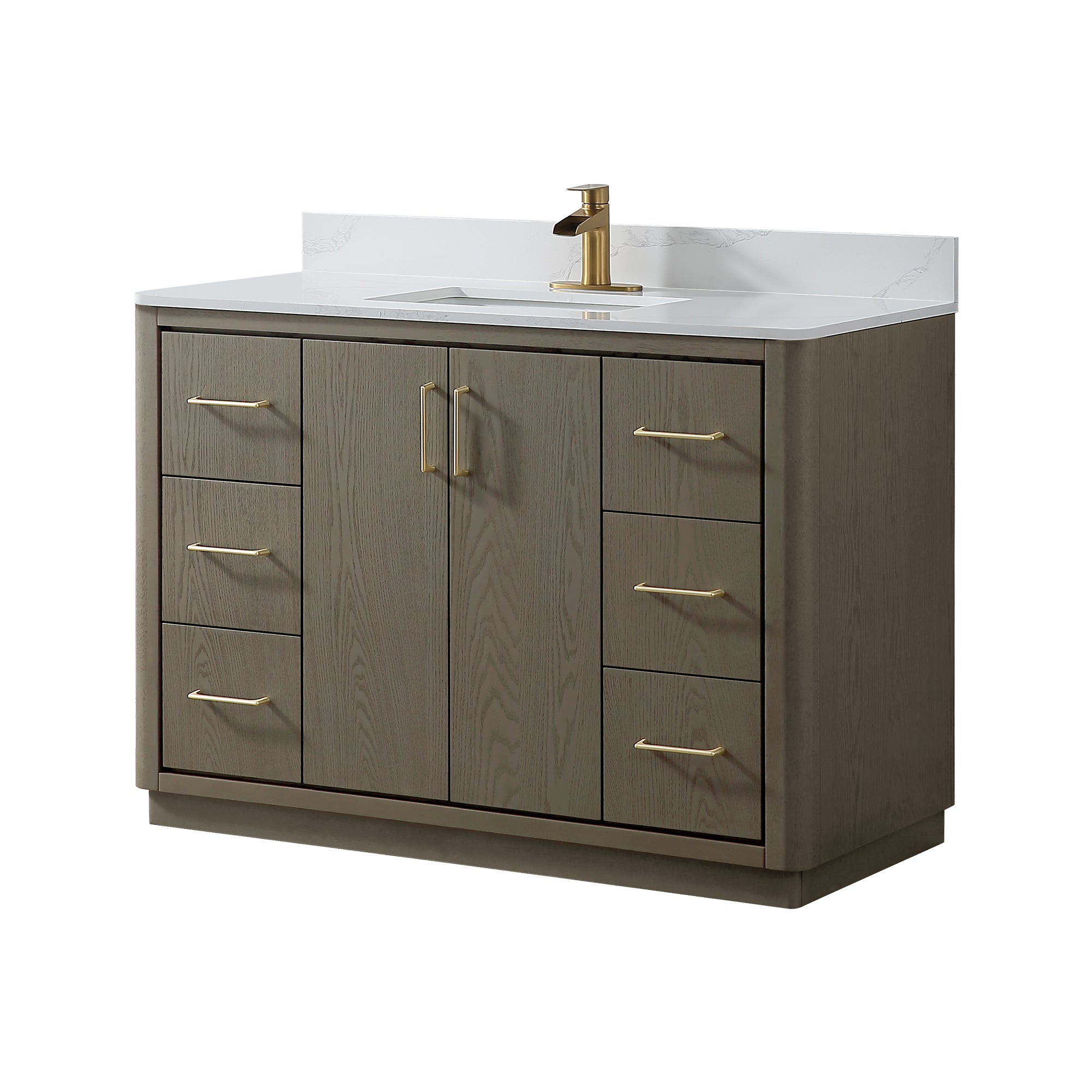 Free Standing Single Bathroom Vanity with Quartz Top RX-V04