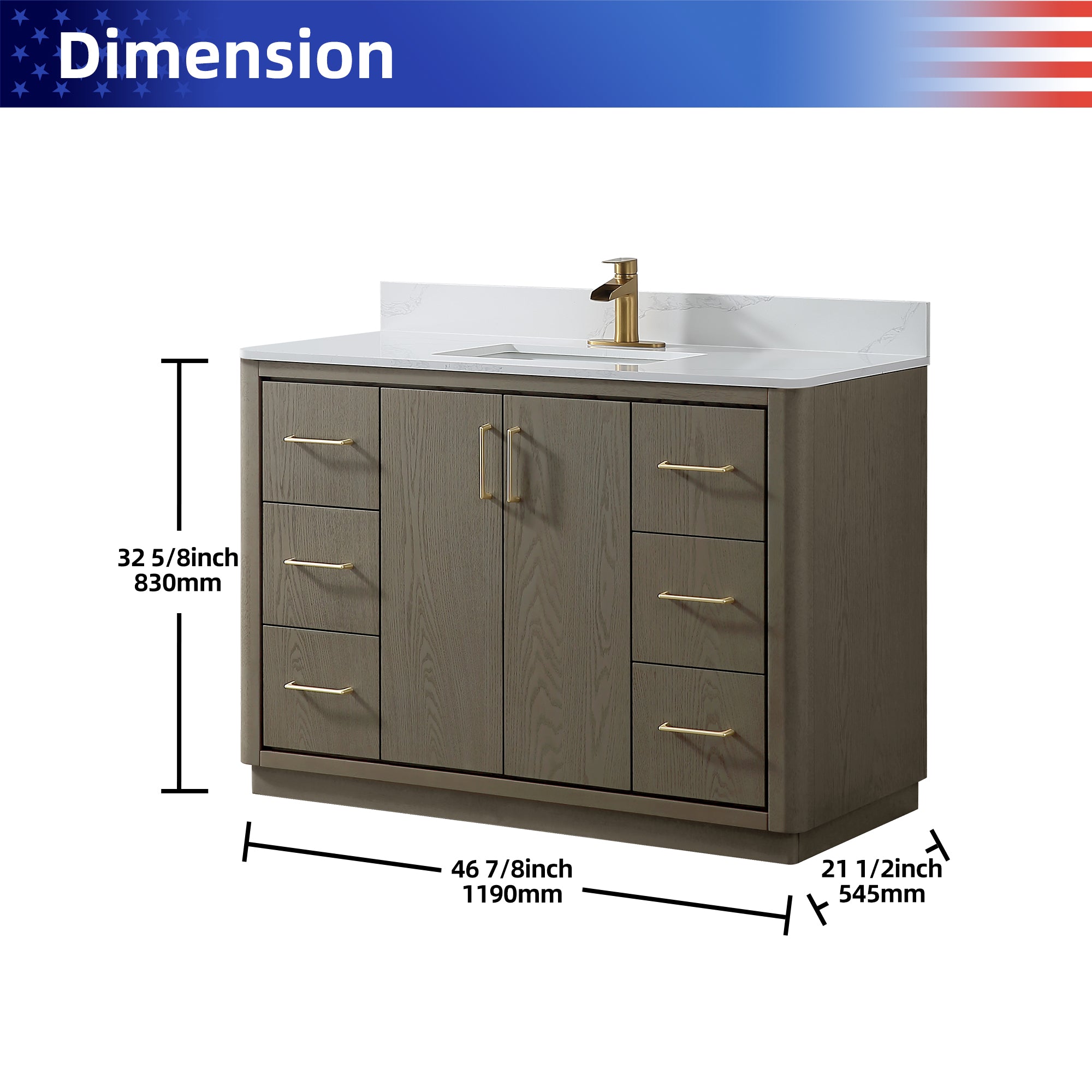 Free Standing Single Bathroom Vanity with Quartz Top RX-V04