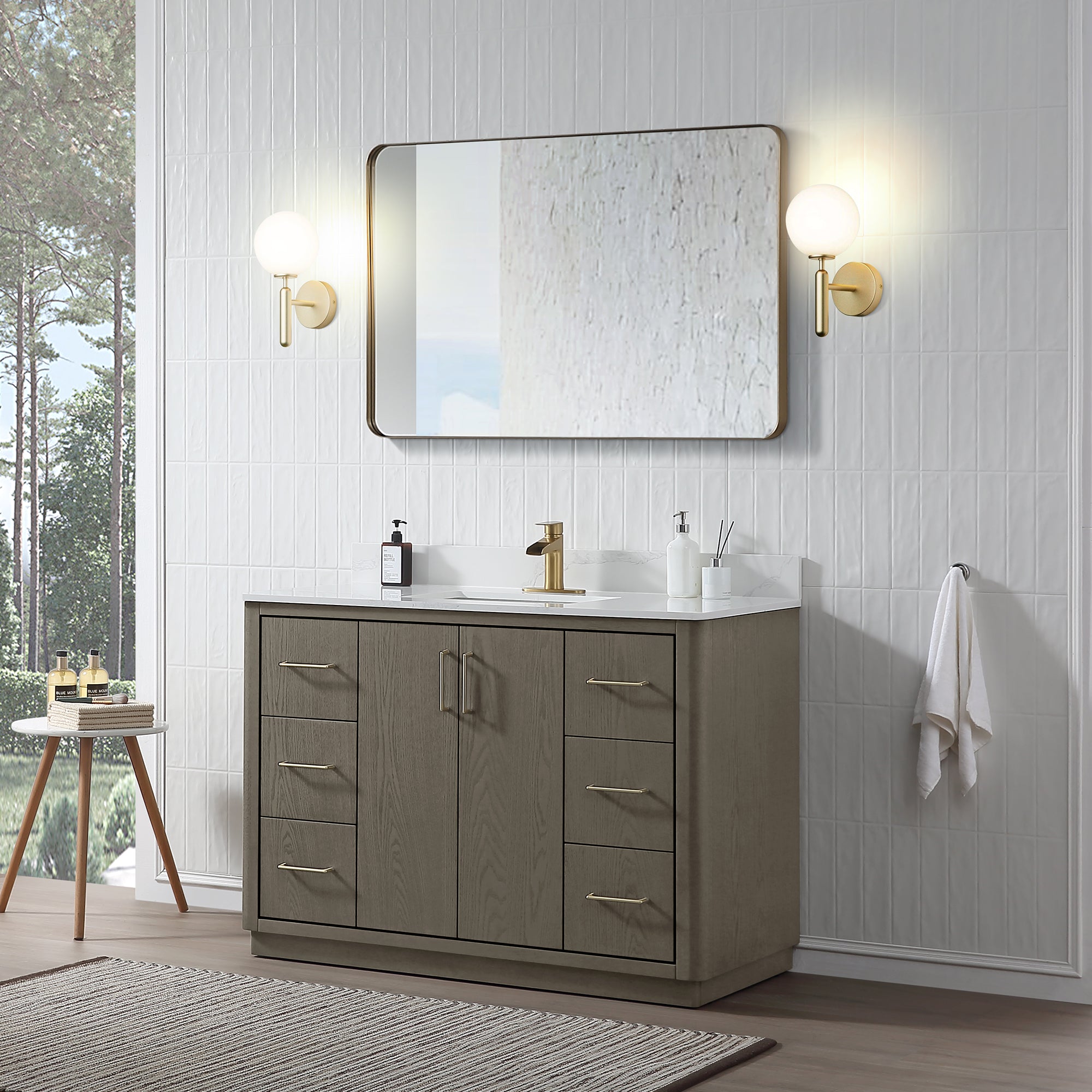 Free Standing Single Bathroom Vanity with Quartz Top RX-V04