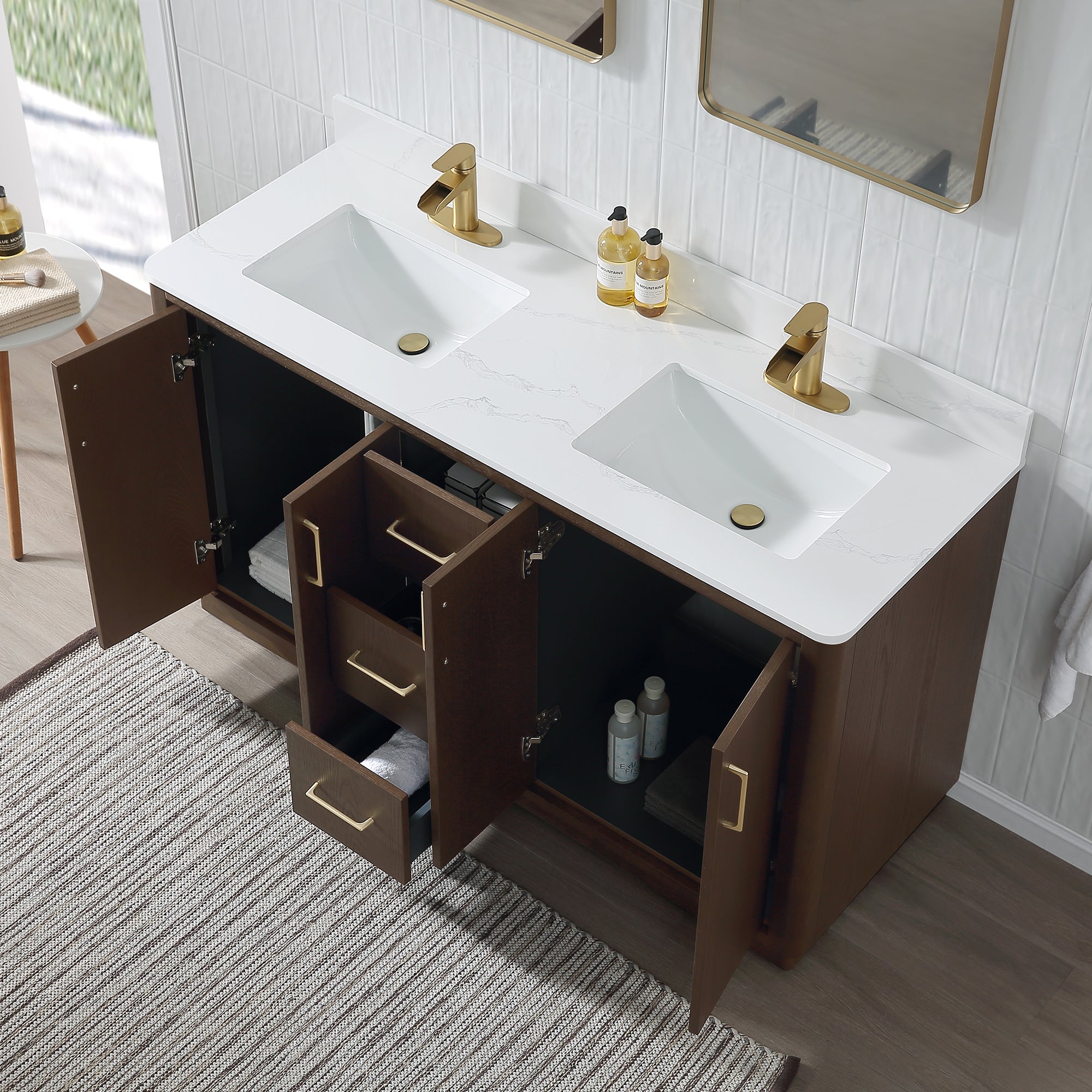 Free Standing Single Bathroom Vanity with Quartz Top RX-V04