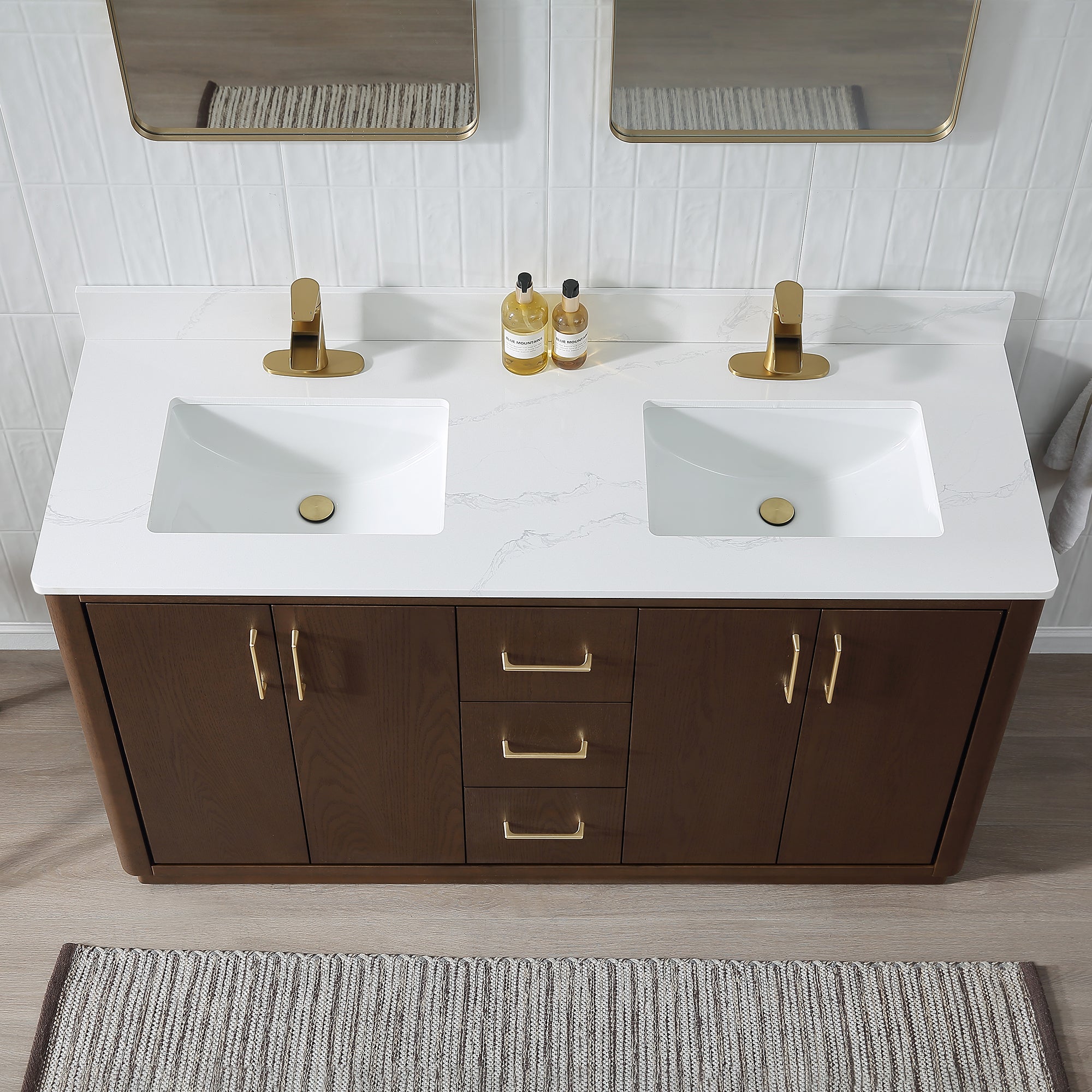 Free Standing Single Bathroom Vanity with Quartz Top RX-V04