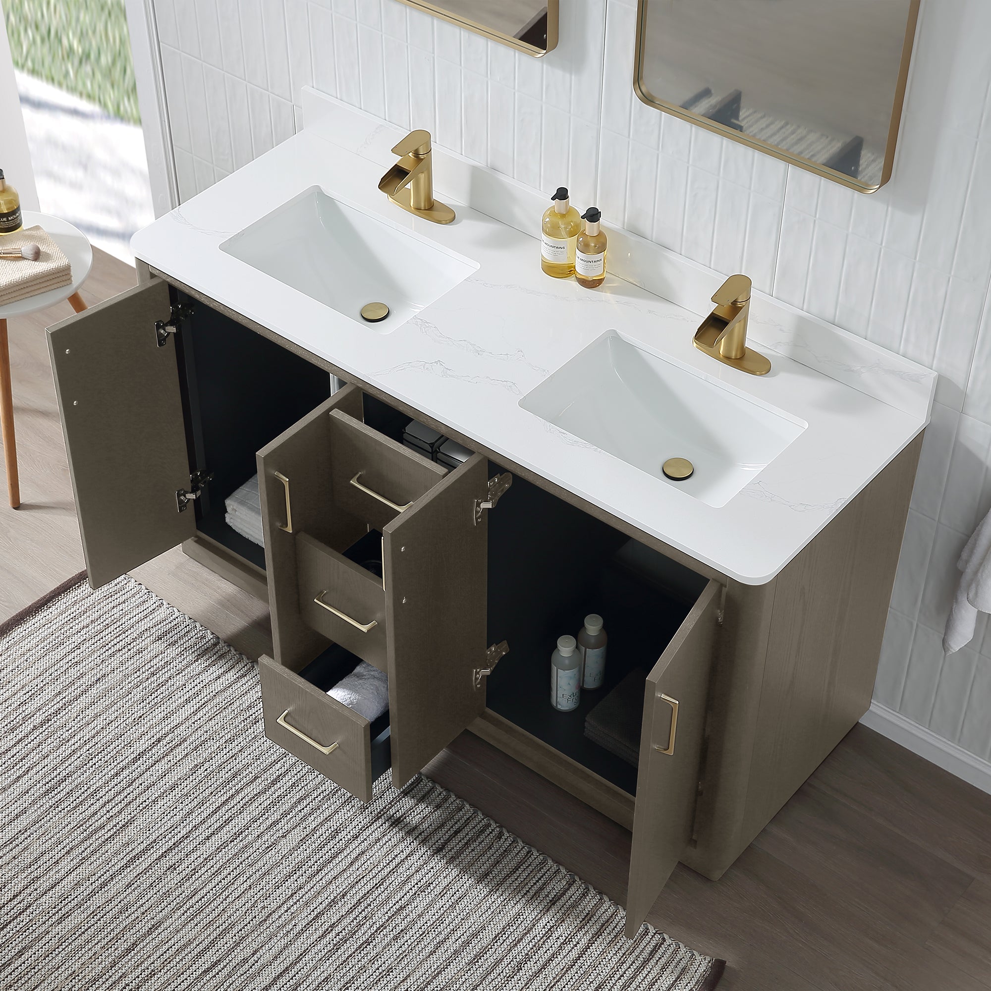 Free Standing Single Bathroom Vanity with Quartz Top RX-V04