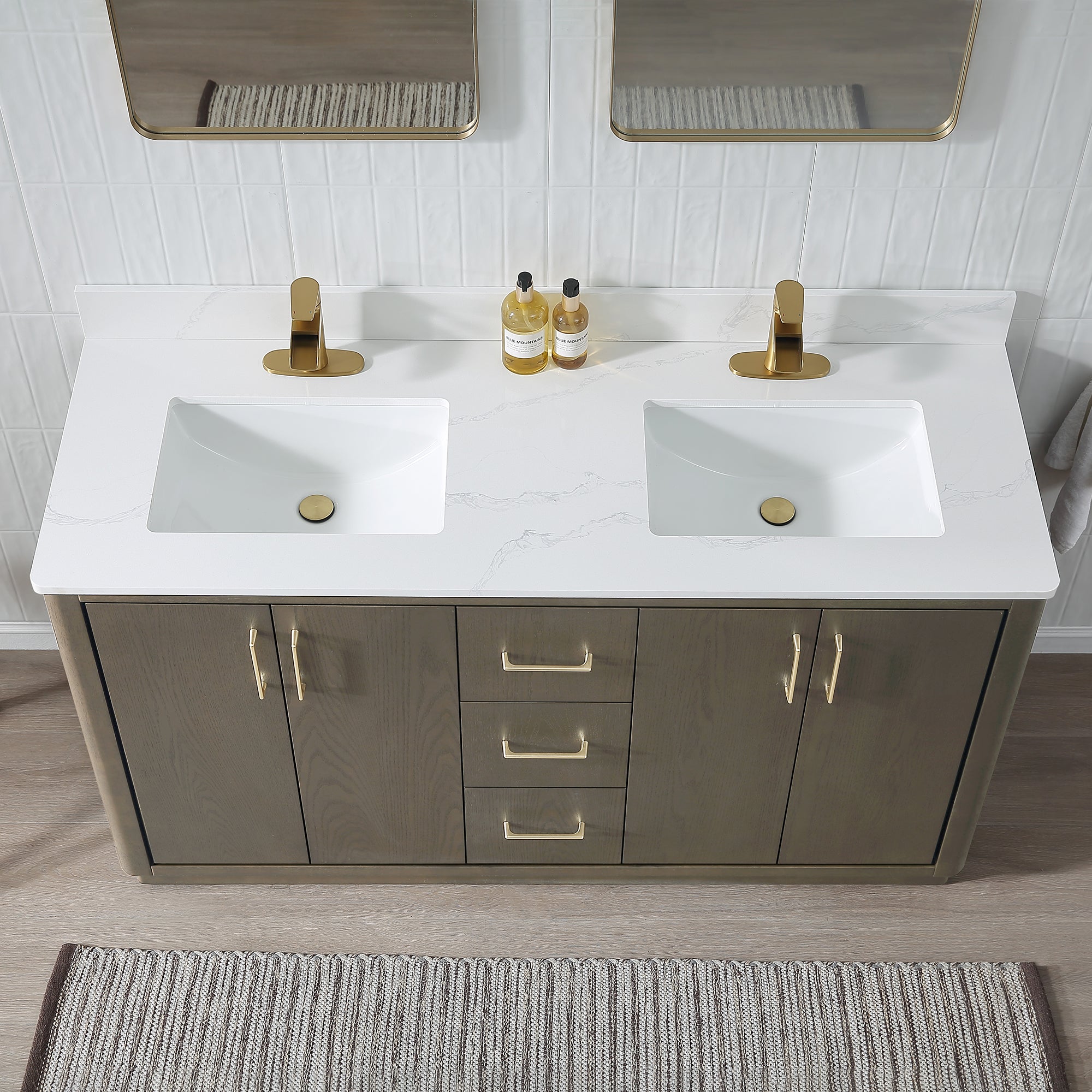 Free Standing Single Bathroom Vanity with Quartz Top RX-V04