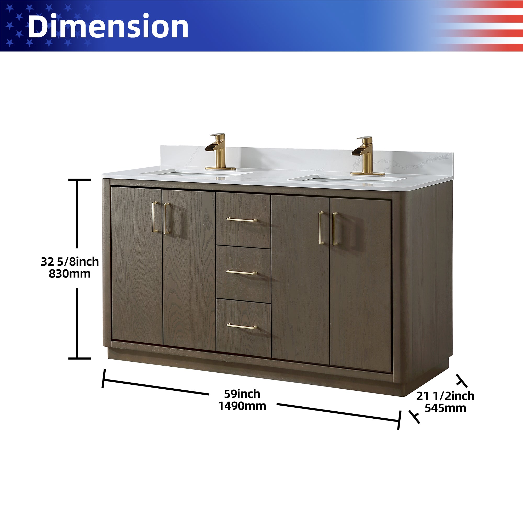 Free Standing Single Bathroom Vanity with Quartz Top RX-V04