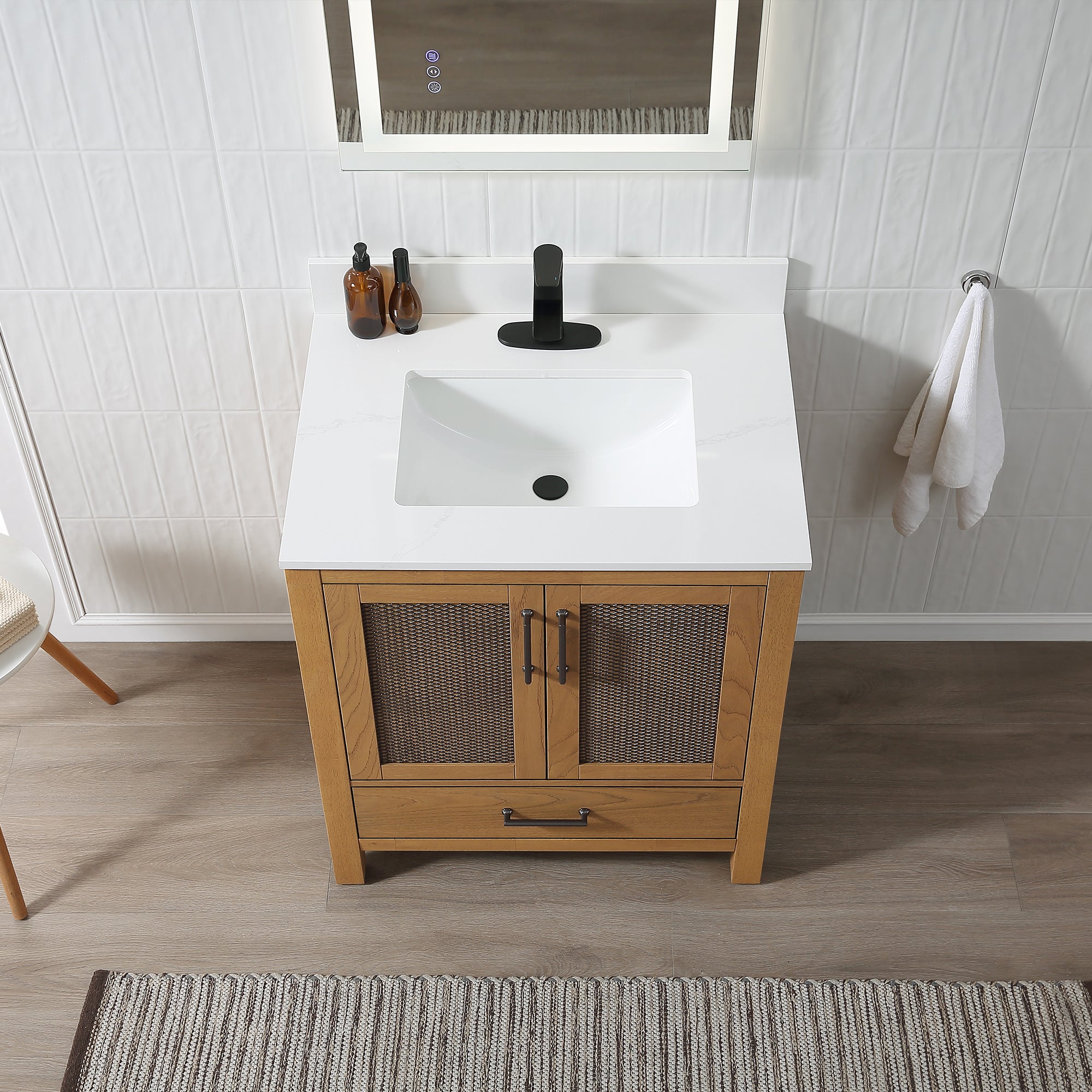 Free Standing Single Bathroom Vanity with Quartz Top RX-V05