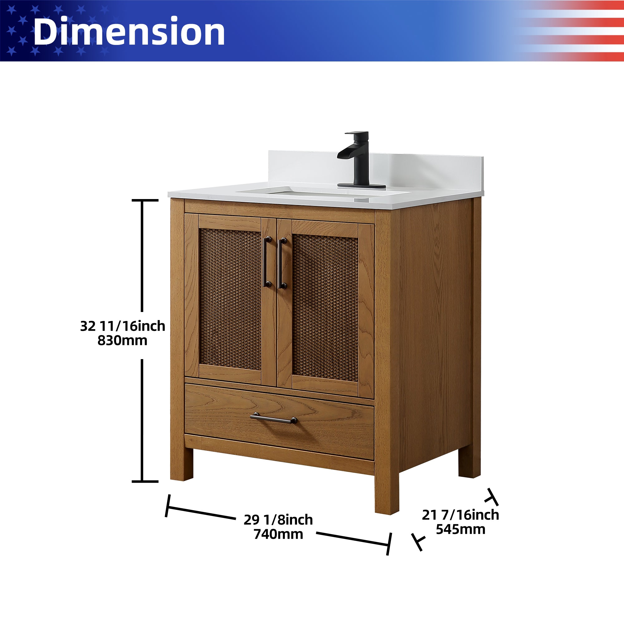 Free Standing Single Bathroom Vanity with Quartz Top RX-V05