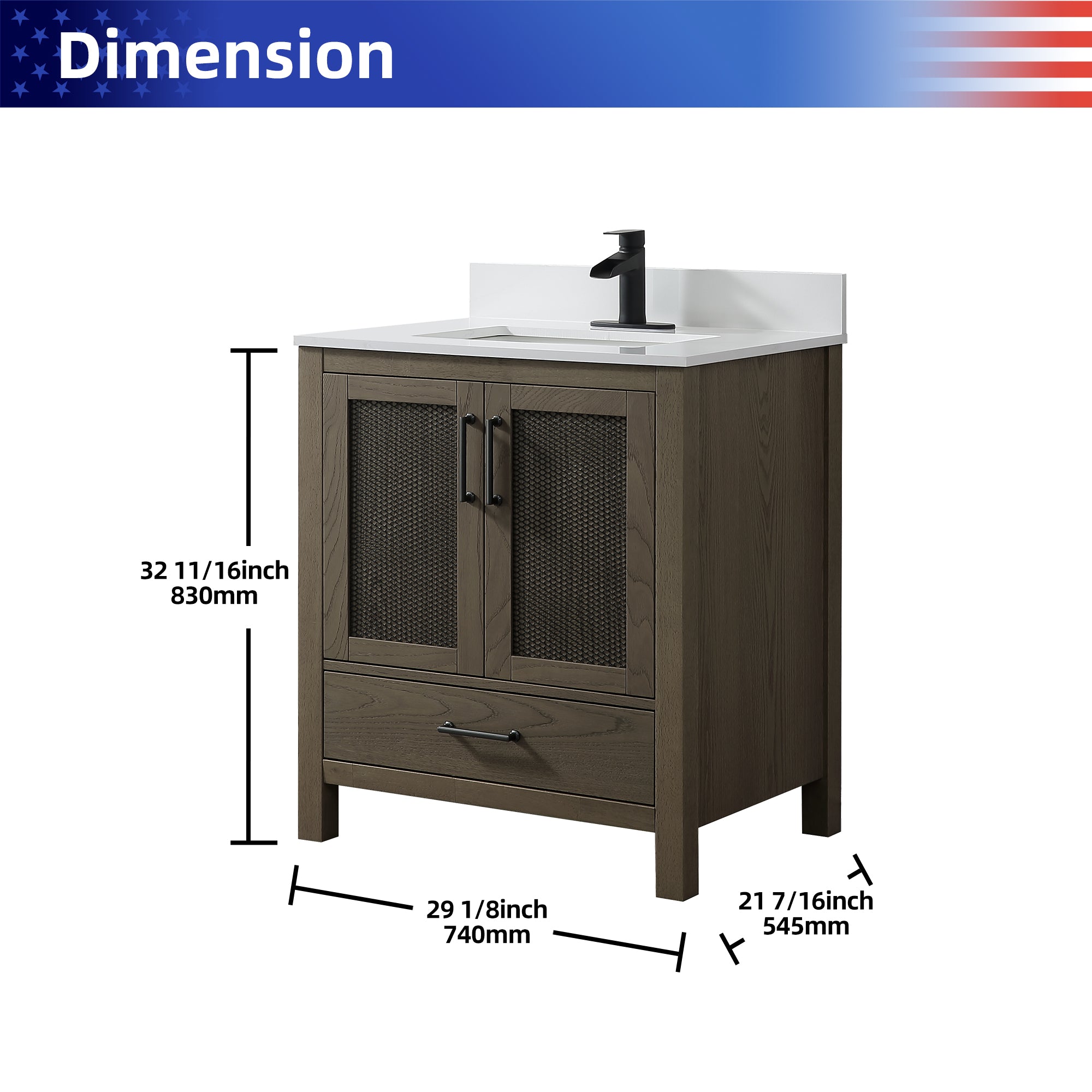 Free Standing Single Bathroom Vanity with Quartz Top RX-V05