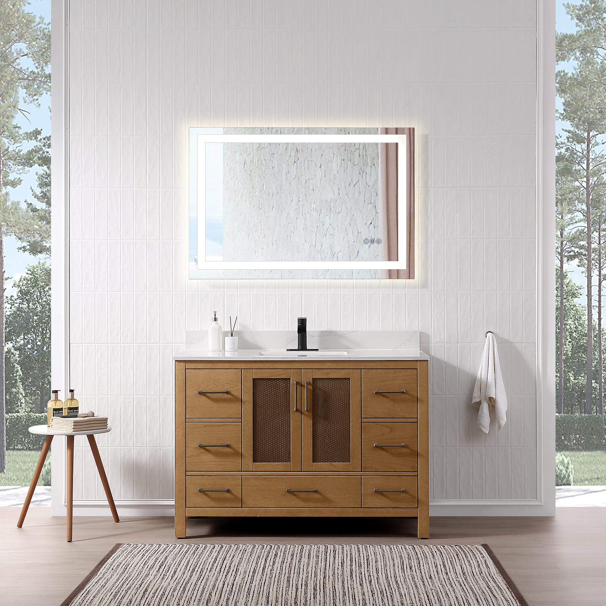 Free Standing Single Bathroom Vanity with Quartz Top RX-V05