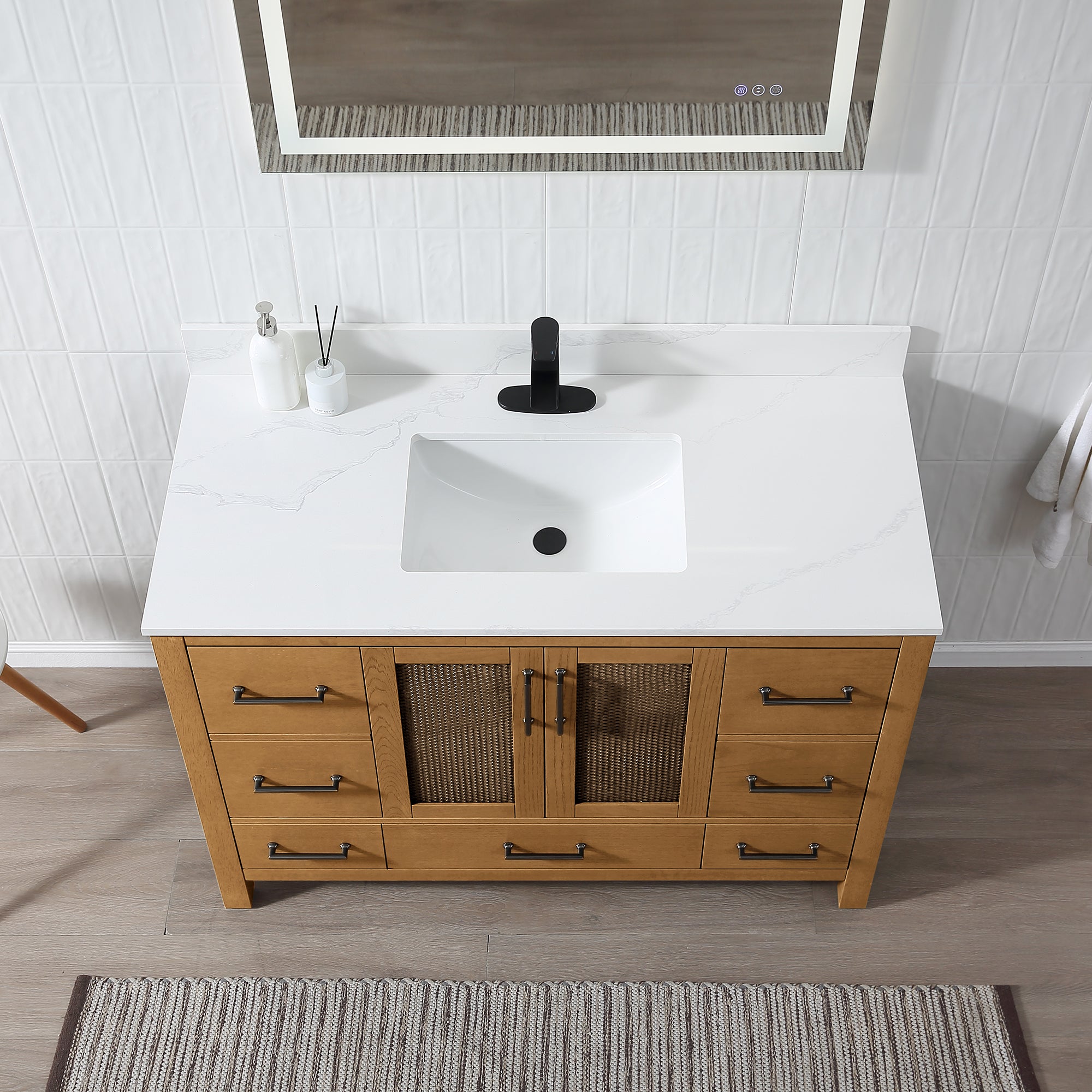 Free Standing Single Bathroom Vanity with Quartz Top RX-V05