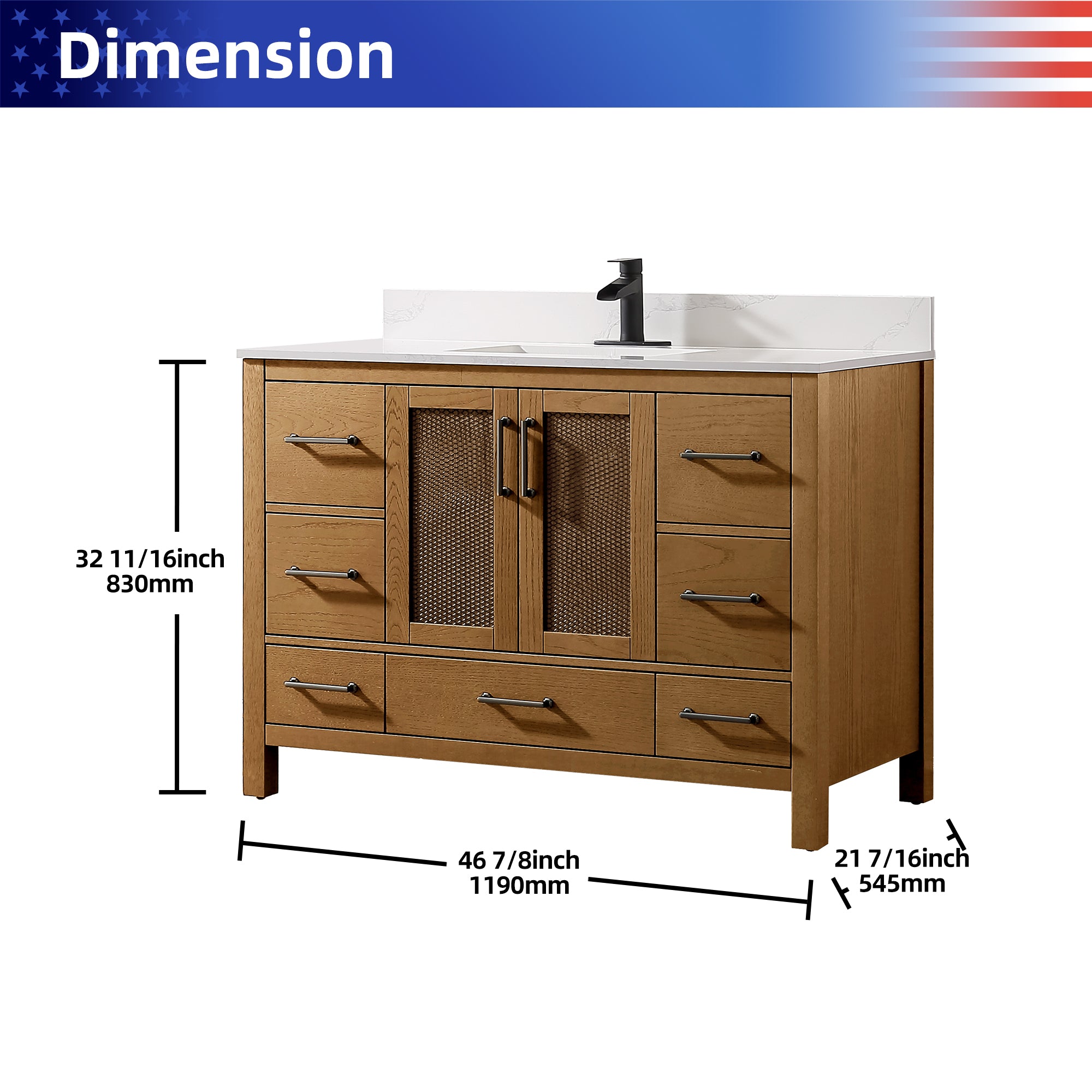 Free Standing Single Bathroom Vanity with Quartz Top RX-V05