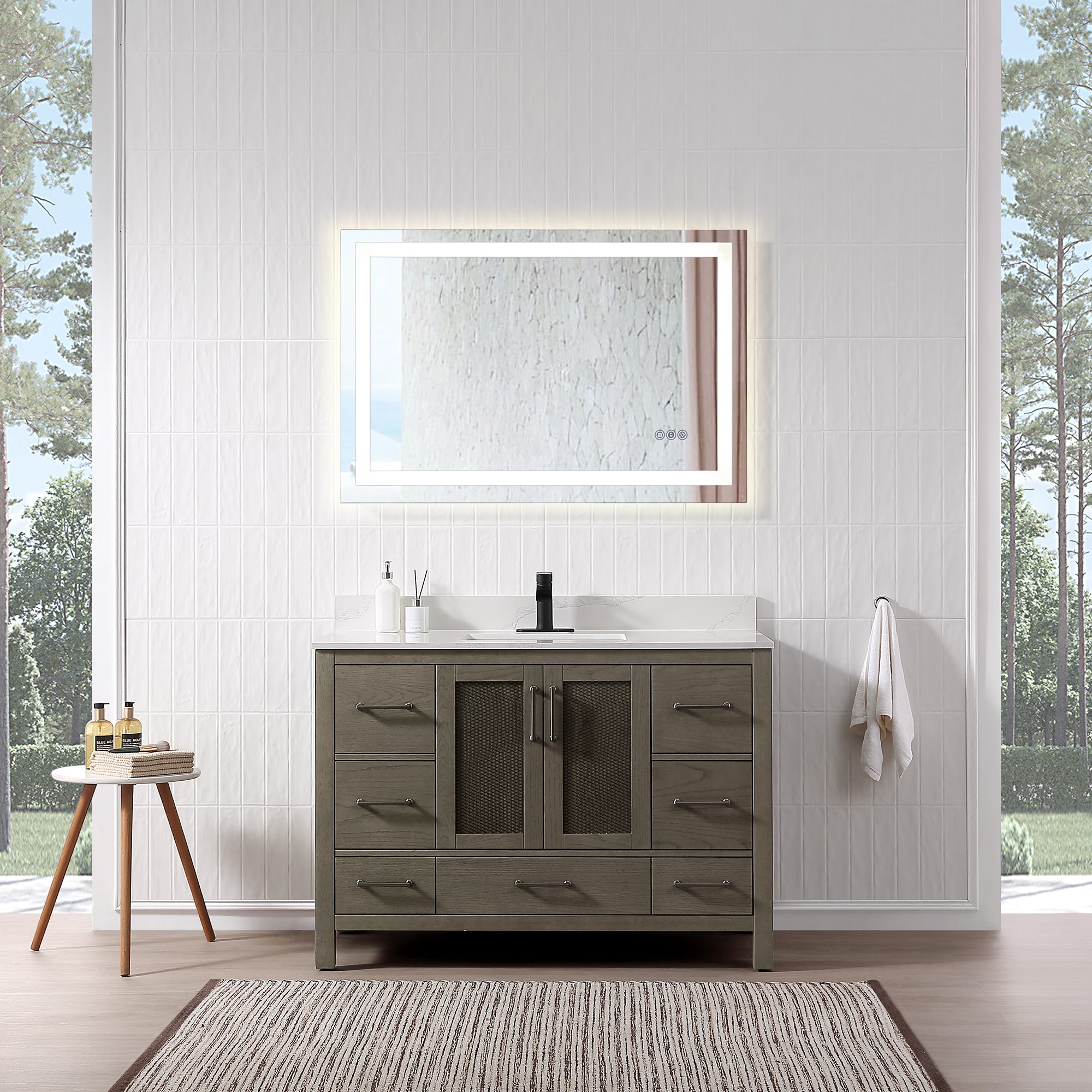 Free Standing Single Bathroom Vanity with Quartz Top RX-V05