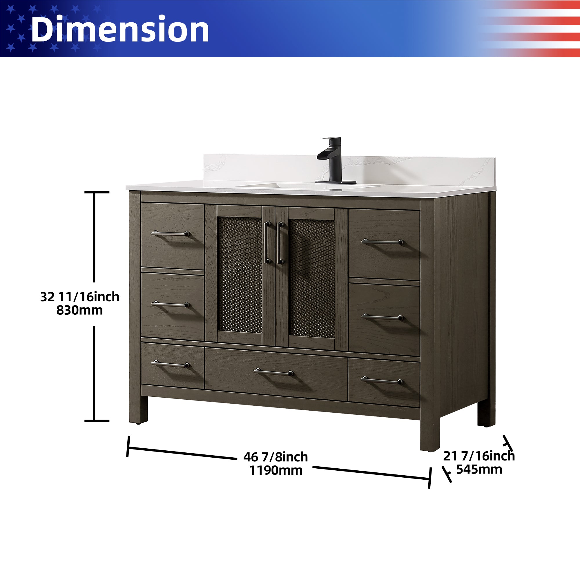 Free Standing Single Bathroom Vanity with Quartz Top RX-V05