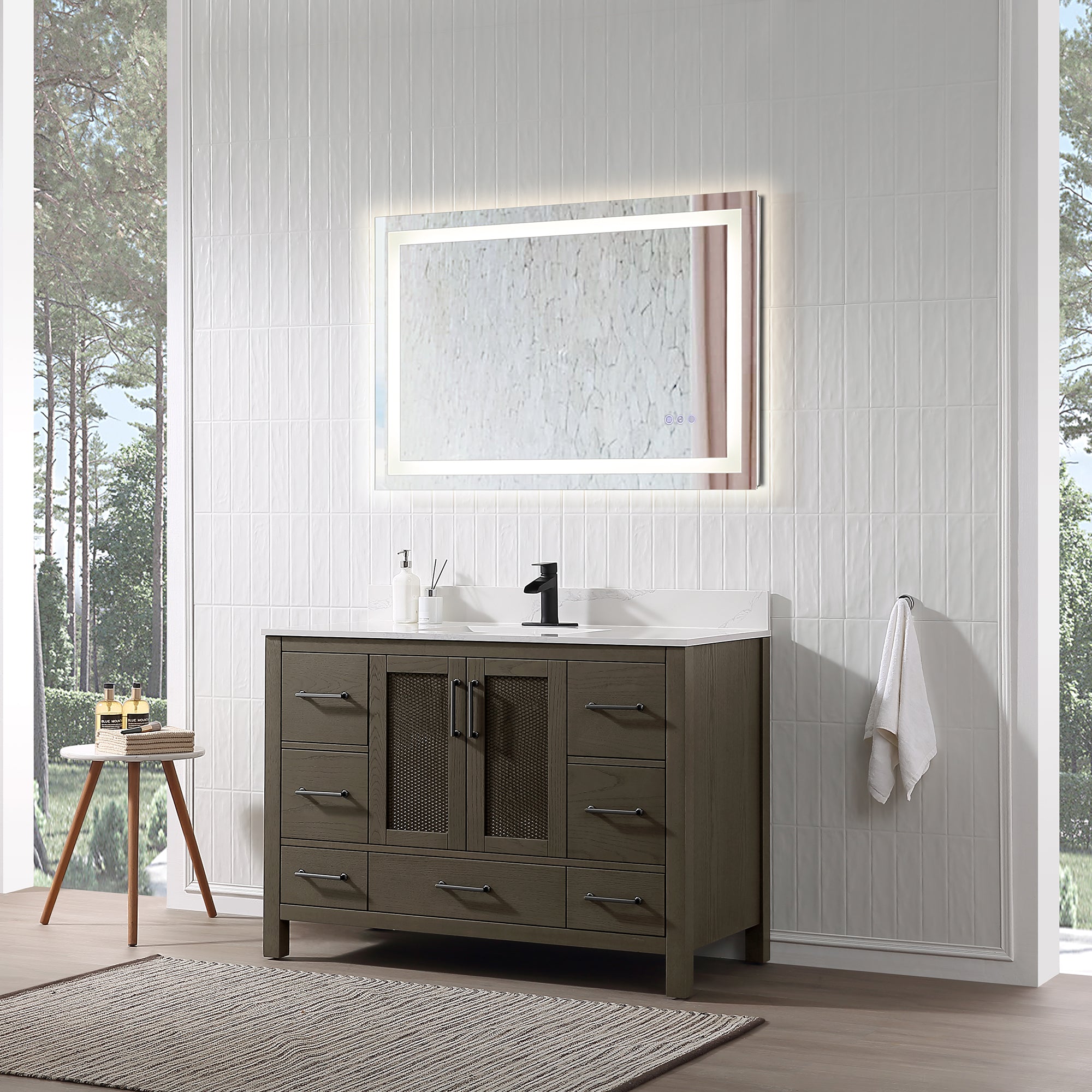 Free Standing Single Bathroom Vanity with Quartz Top RX-V05