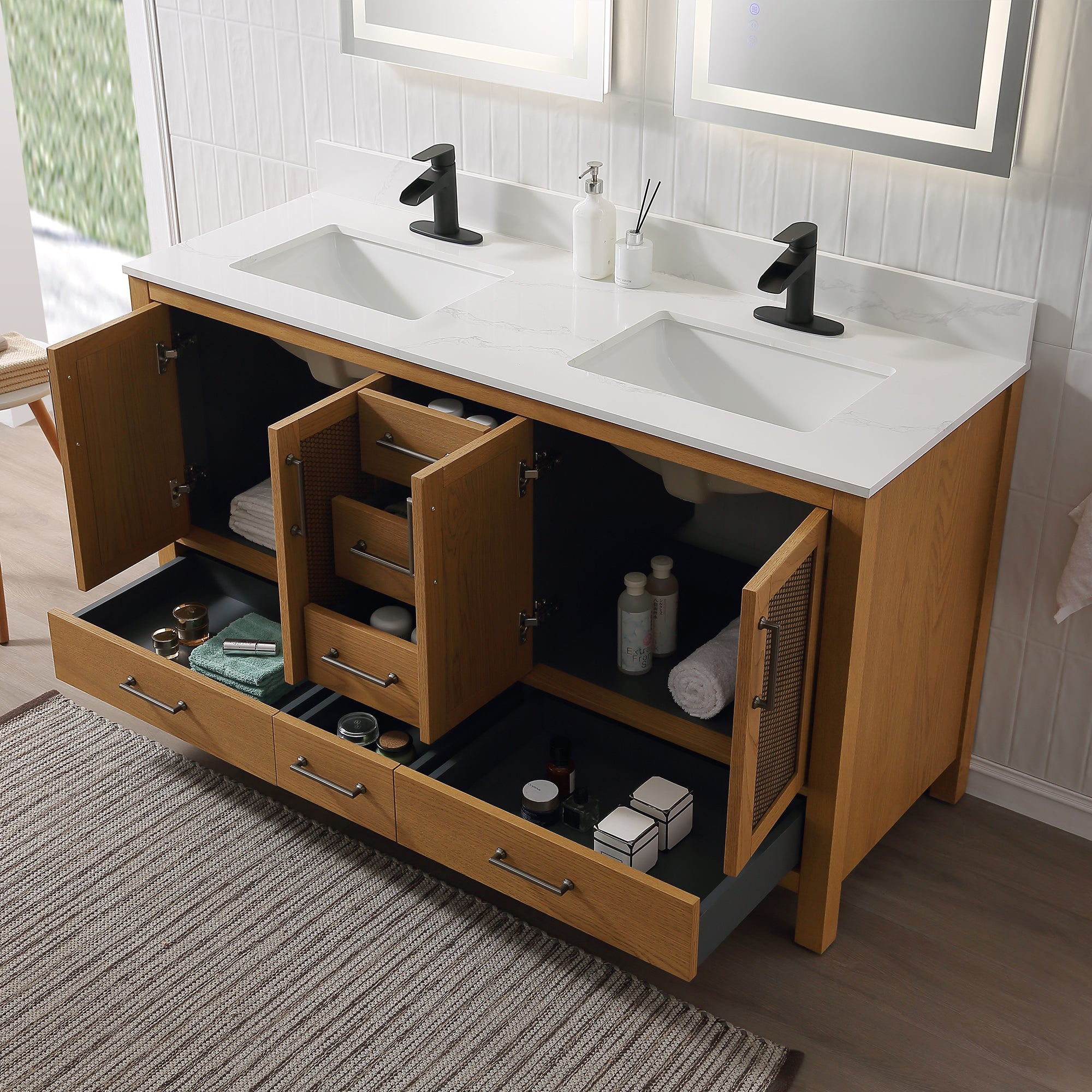 Free Standing Single Bathroom Vanity with Quartz Top RX-V05