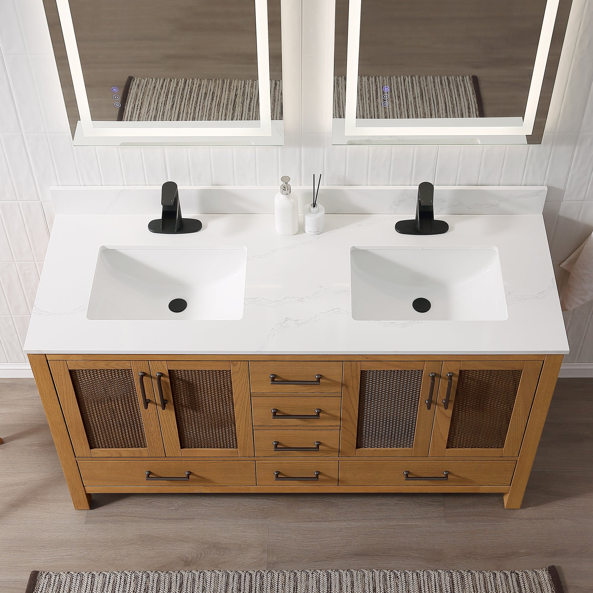 Free Standing Single Bathroom Vanity with Quartz Top RX-V05