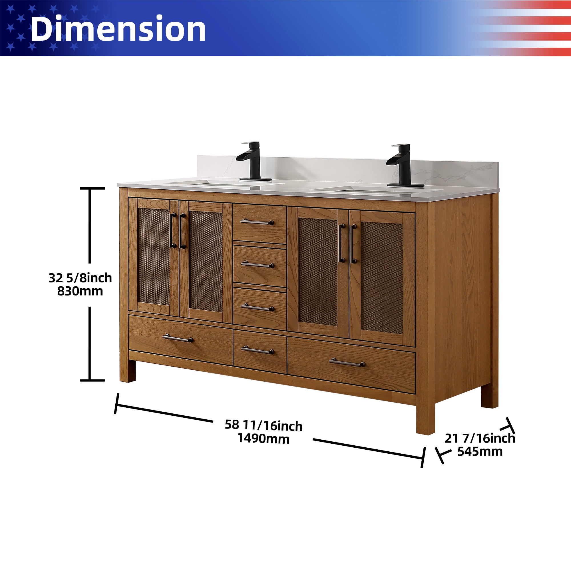 Free Standing Single Bathroom Vanity with Quartz Top RX-V05