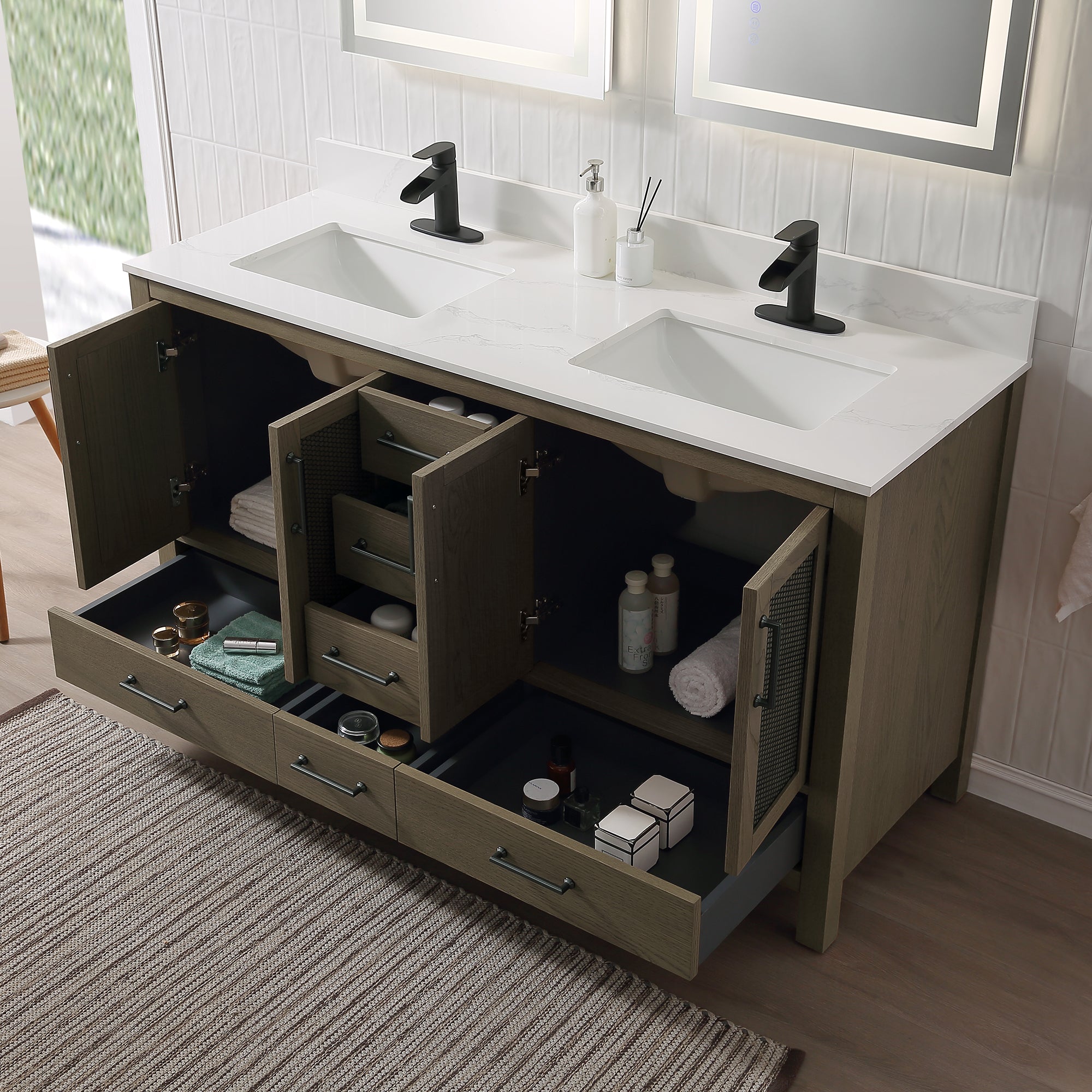 Free Standing Single Bathroom Vanity with Quartz Top RX-V05