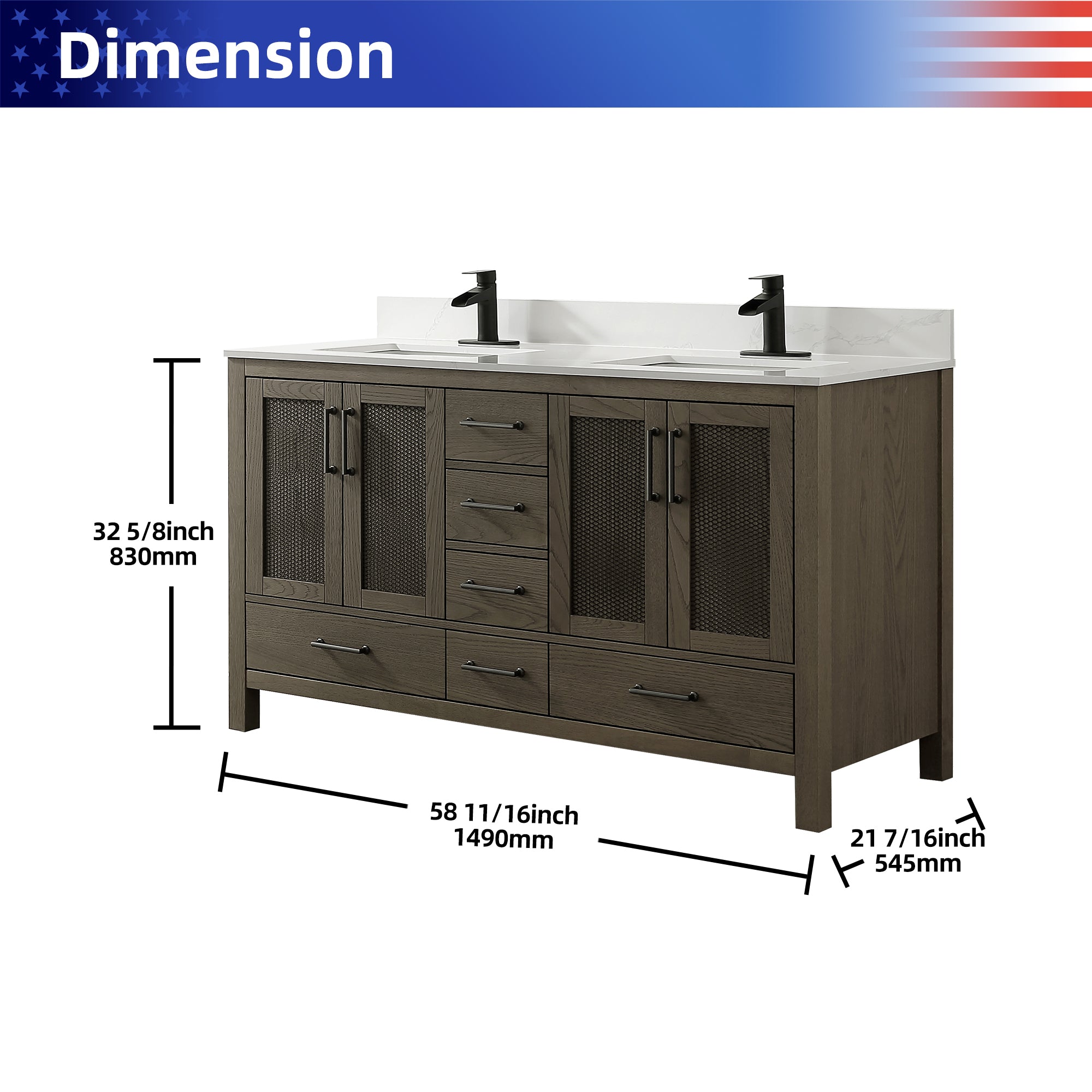 Free Standing Single Bathroom Vanity with Quartz Top RX-V05