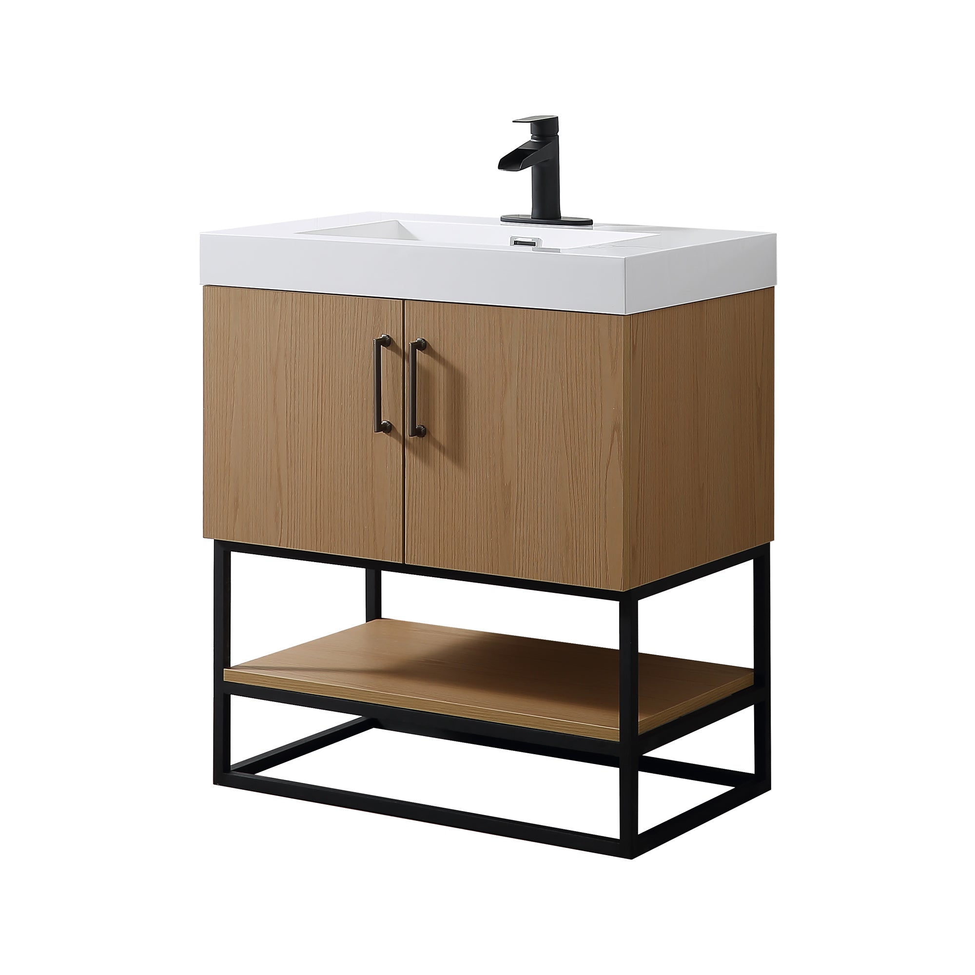 Wall Mounted Single Bathroom Vanity with Quartz Top RX-V06