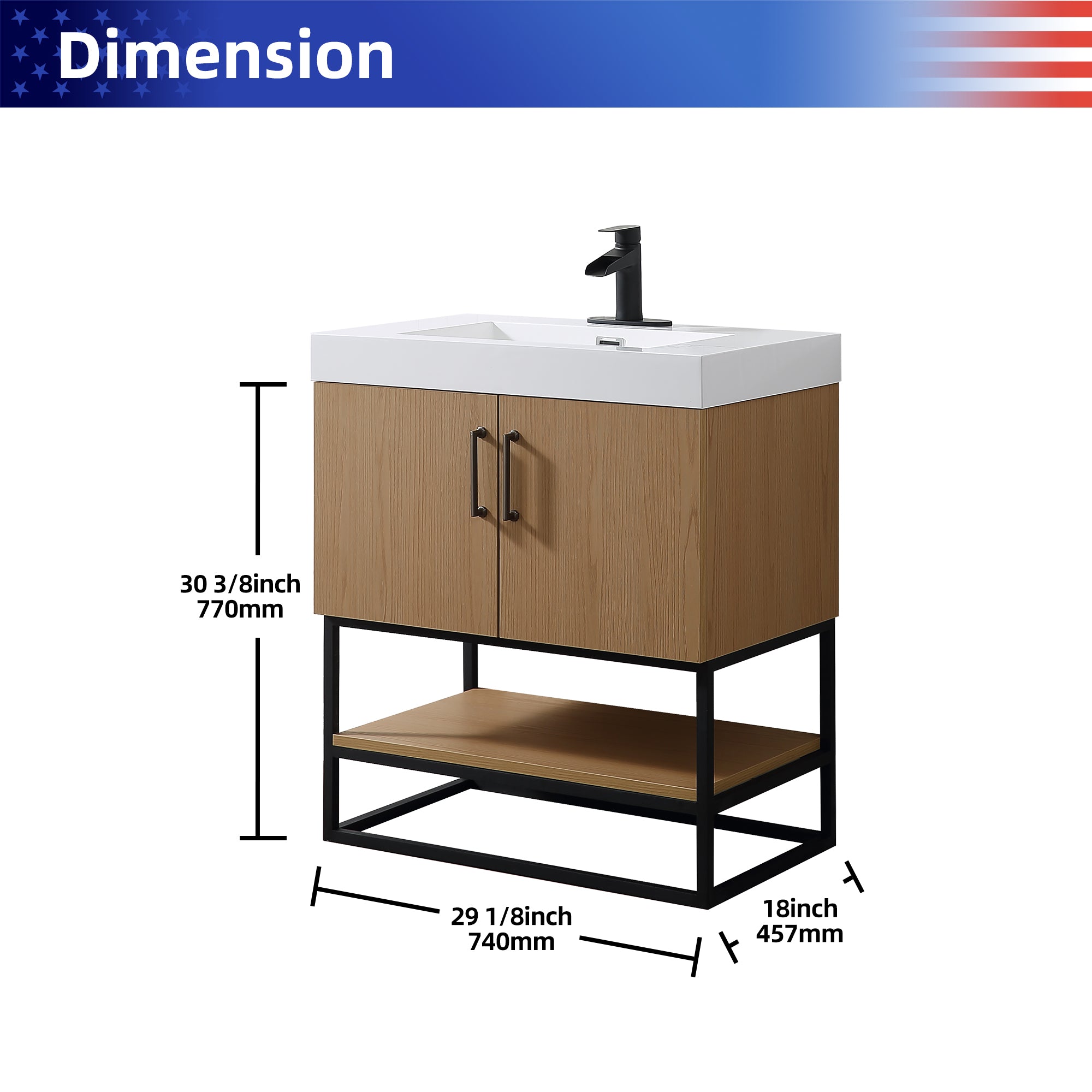 Wall Mounted Single Bathroom Vanity with Quartz Top RX-V06