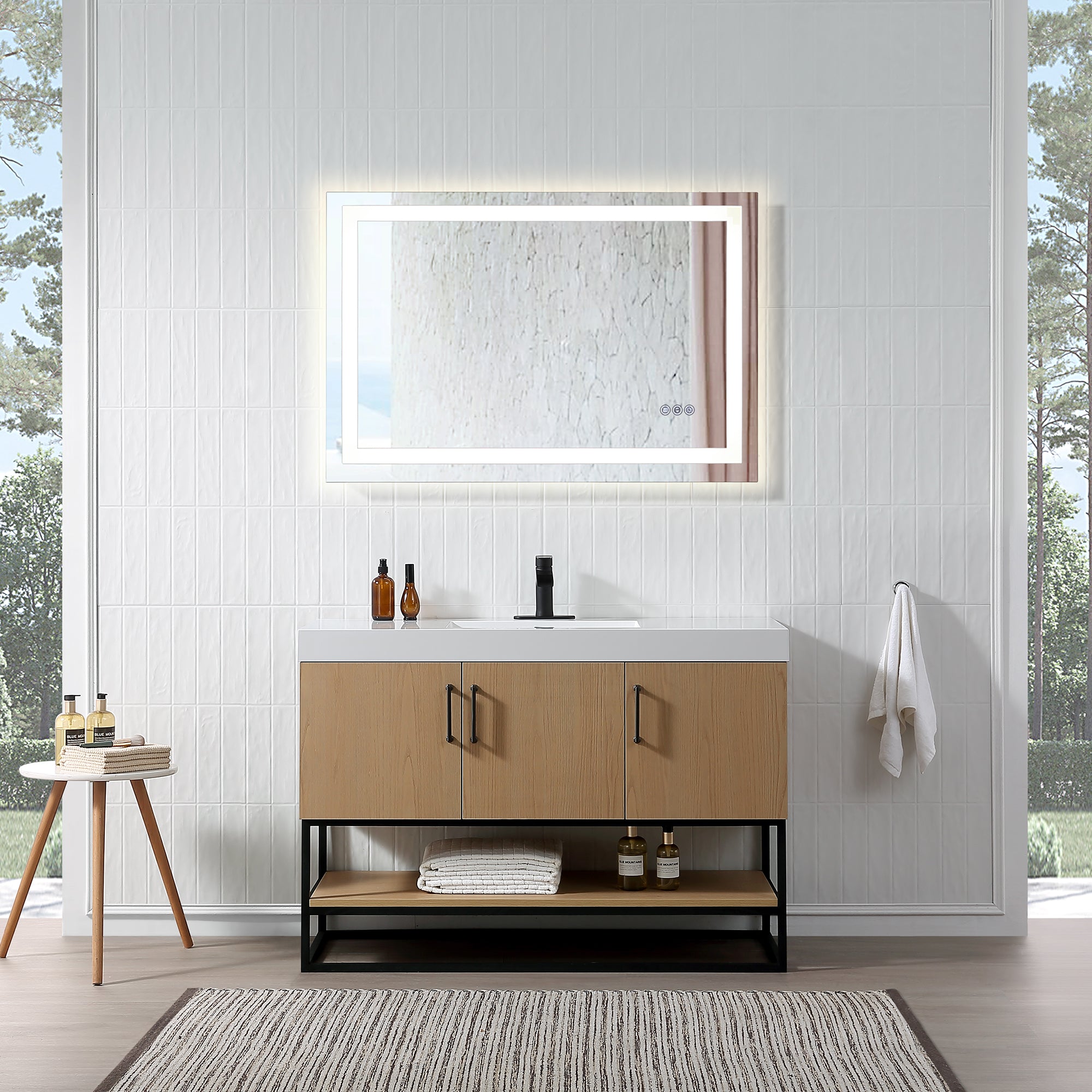 Wall Mounted Single Bathroom Vanity with Quartz Top RX-V06