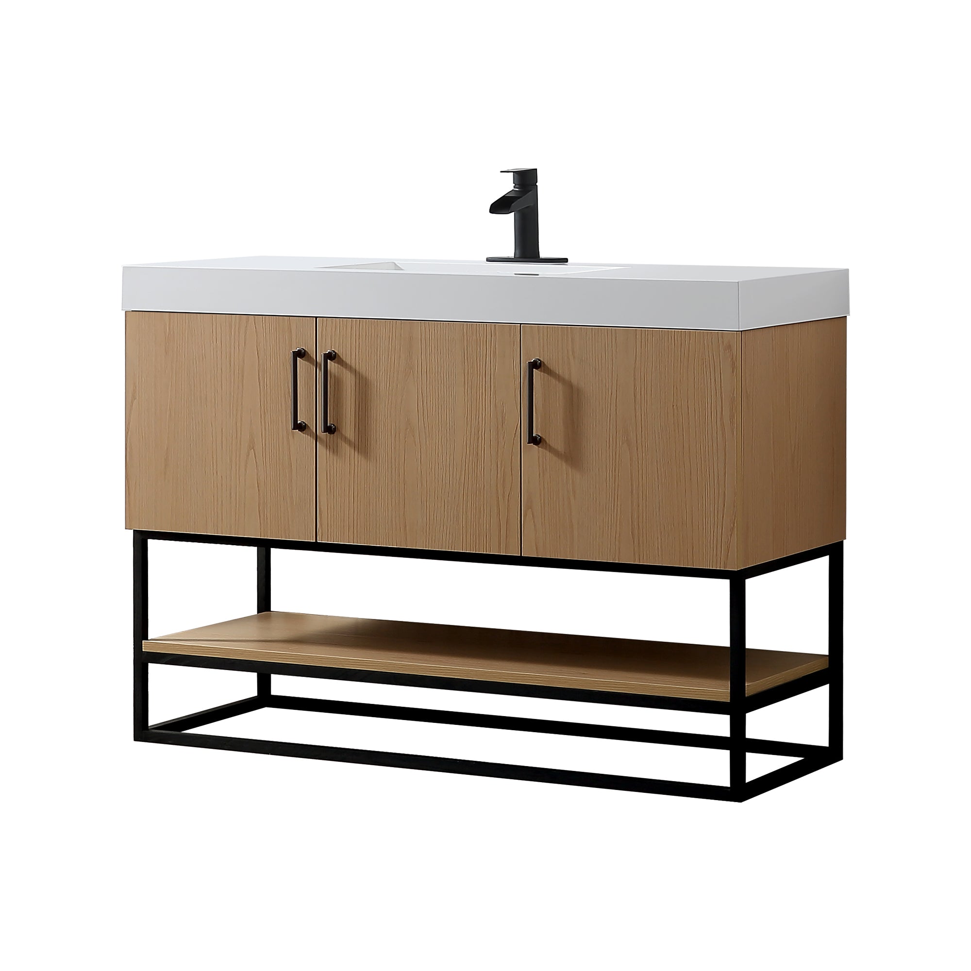 Wall Mounted Single Bathroom Vanity with Quartz Top RX-V06