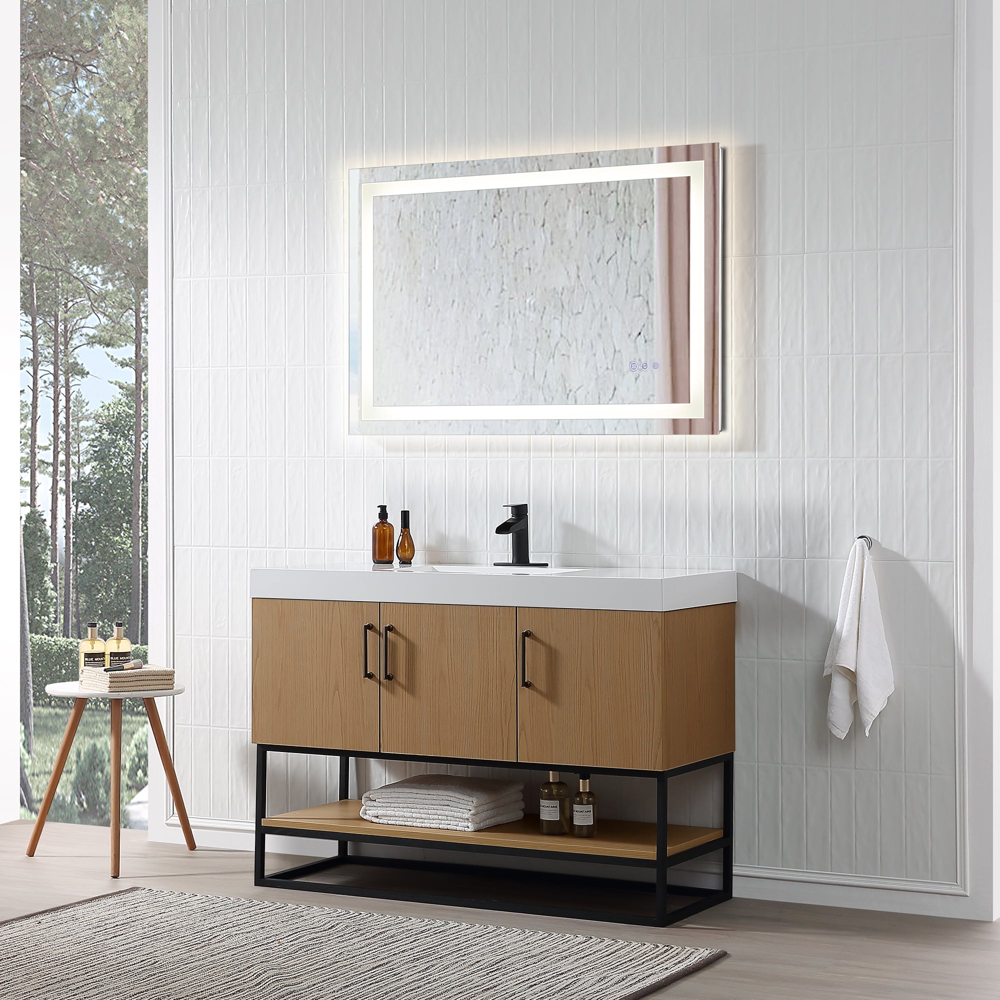 Wall Mounted Single Bathroom Vanity with Quartz Top RX-V06