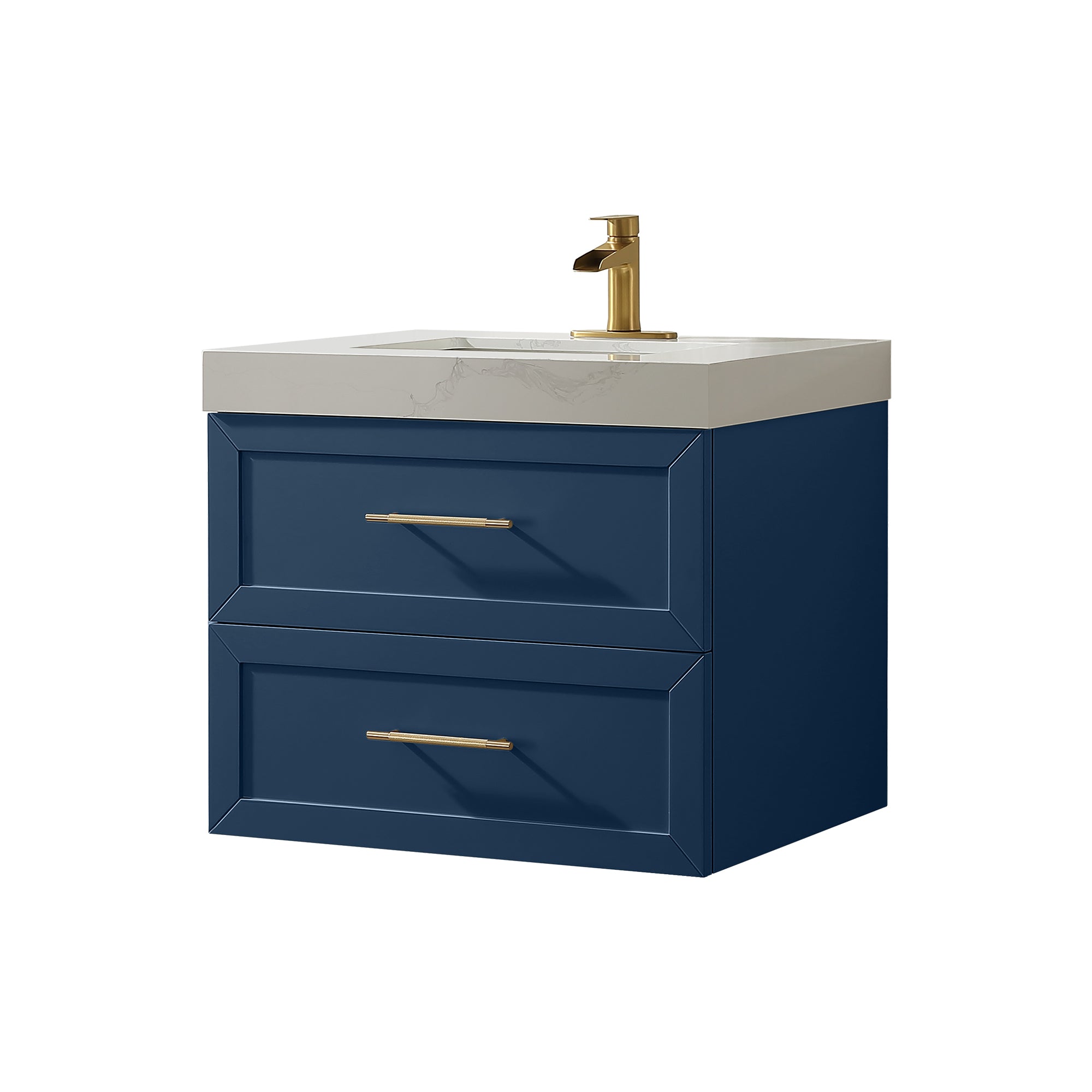 Wall Mounted Single Bathroom Vanity with Quartz Top RX-V07