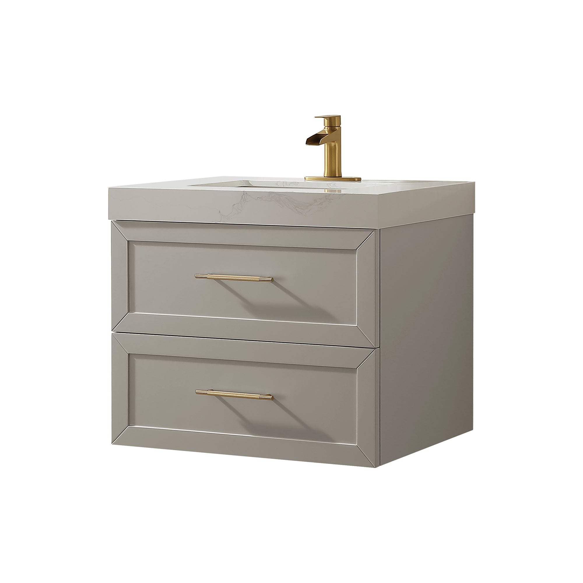 Wall Mounted Single Bathroom Vanity with Quartz Top RX-V07