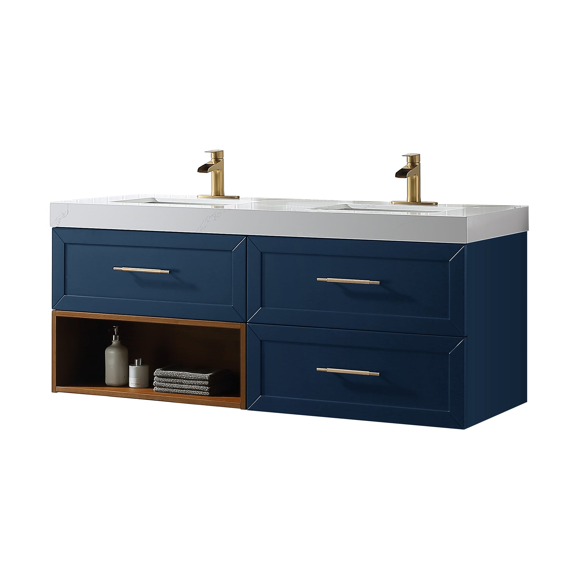 Wall Mounted Single Bathroom Vanity with Quartz Top RX-V07